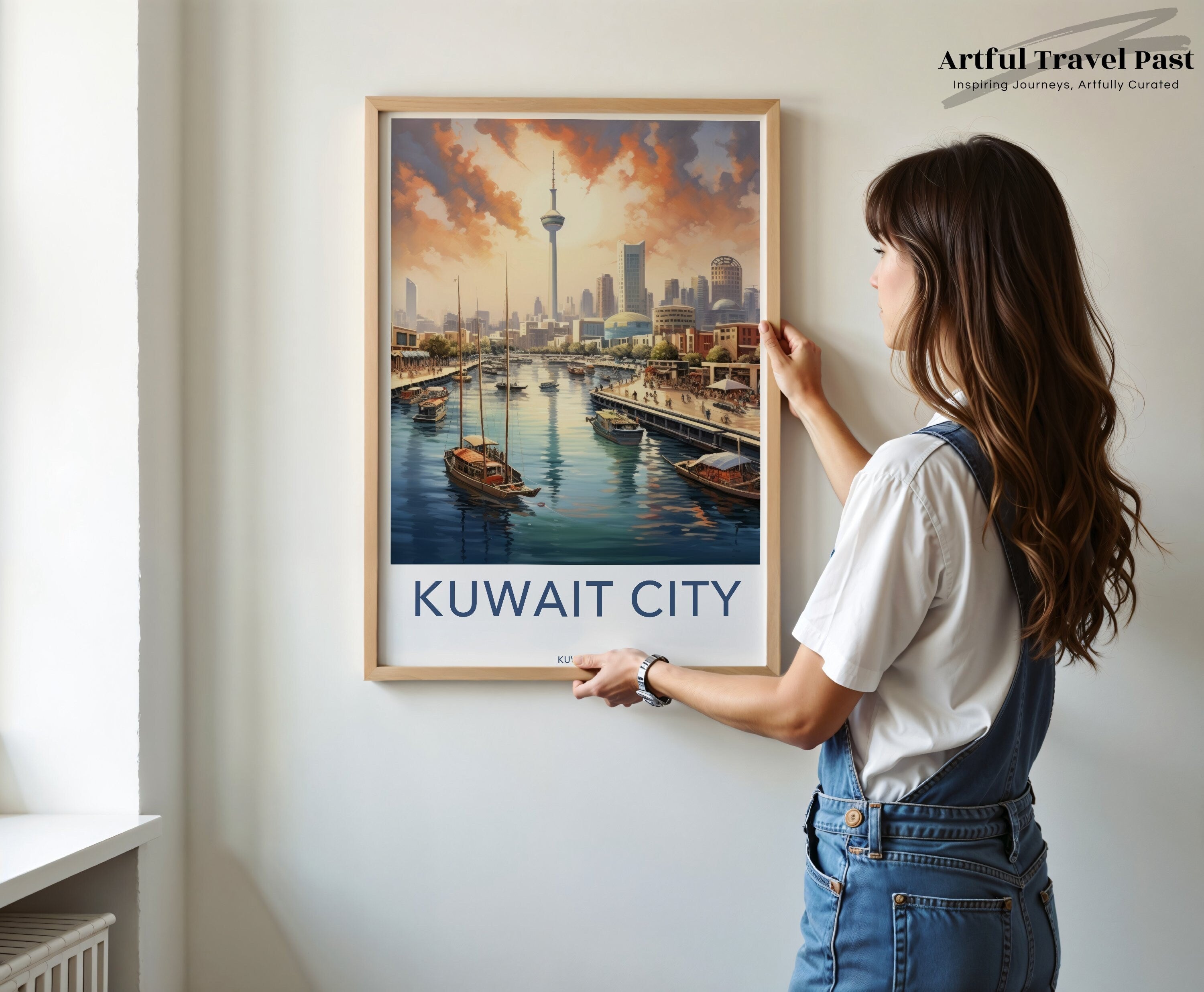 Stunning Kuwait City Skyline, Waterfront View Wall Art, Vibrant Modern Architecture Poster, Unique Travel Souvenir, Elegant Decor