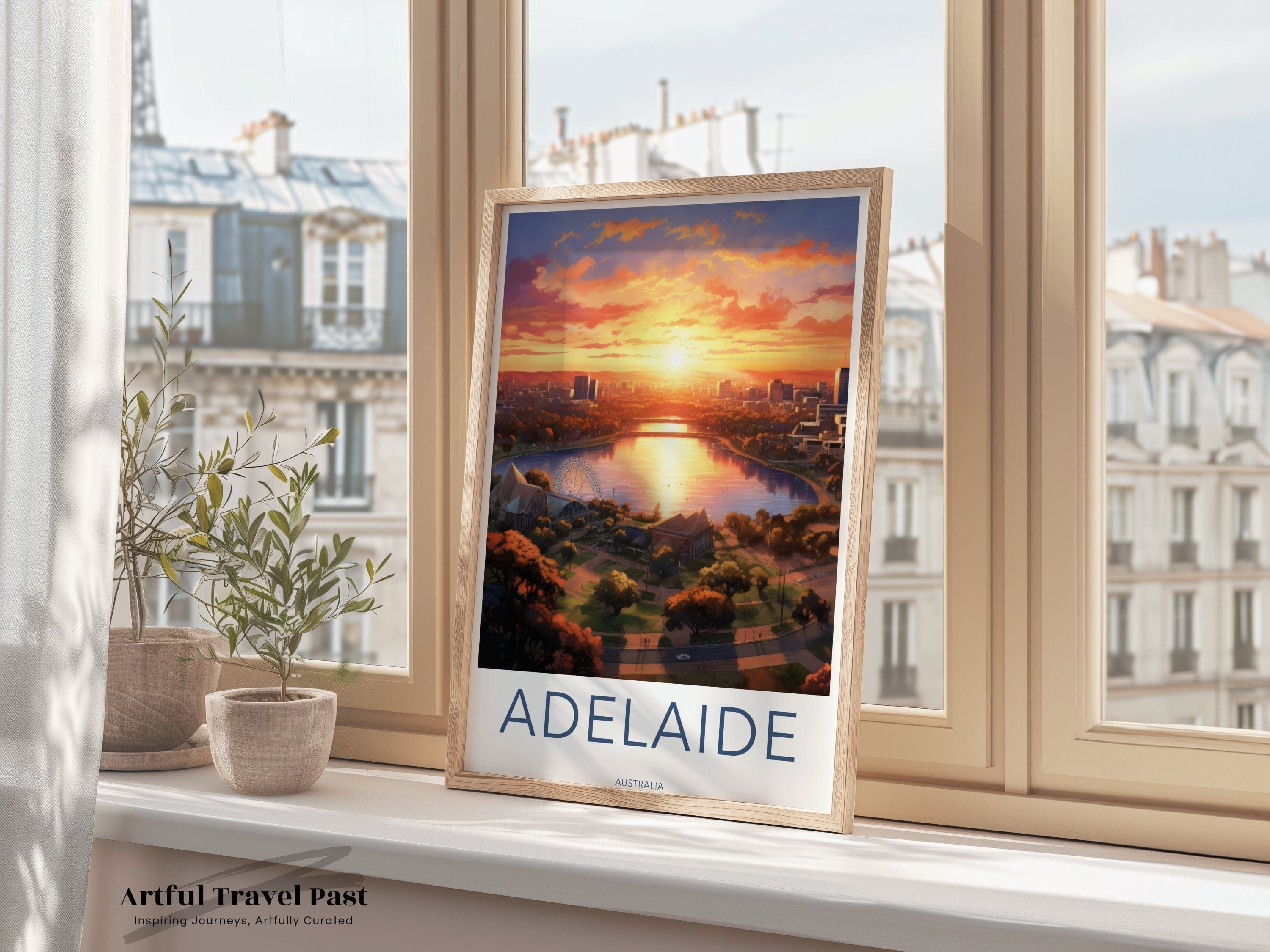 Wall Art Adelaide City Poster | Sunset Skyline | Australia Wall Art