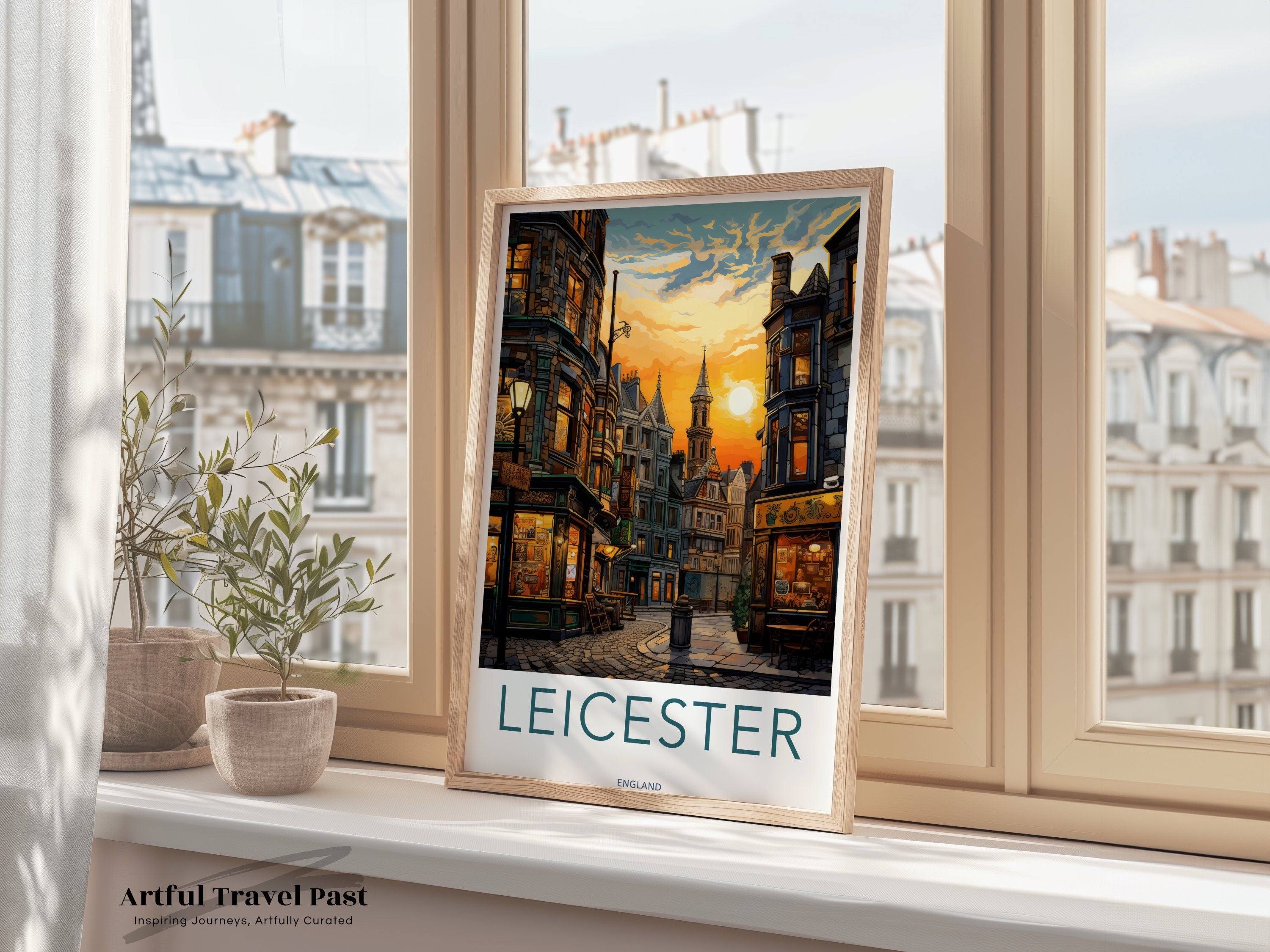 Leicester England Wall Art Print, Historic Cityscape Artwork, Vibrant Architectural Decor, Travel Photography, Home and Office Decor