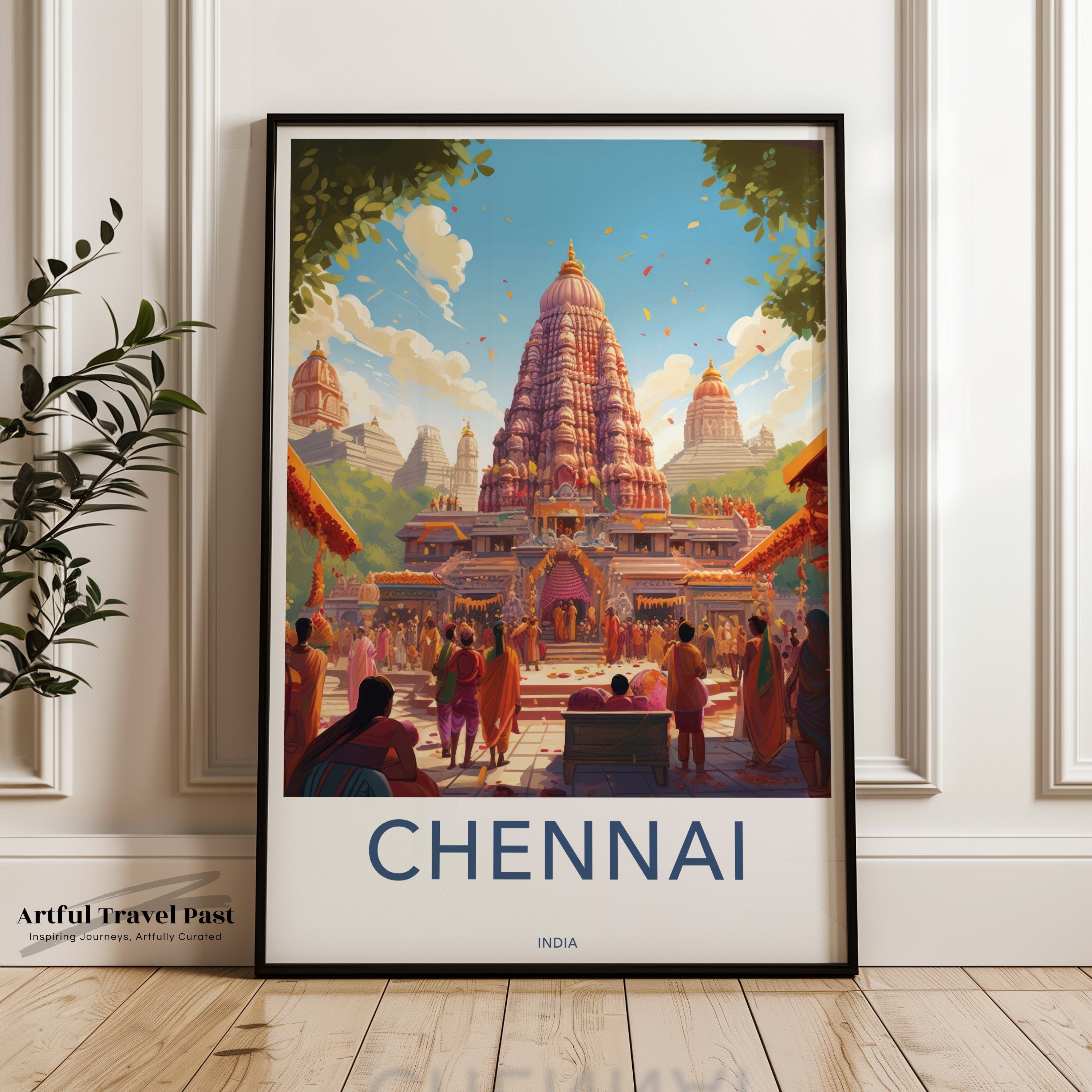 Chennai Wall Art Decor, Historical and Cultural Indian Landmark, Beautiful Temple Print, Exotic Travel Poster, Vibrant Artwork