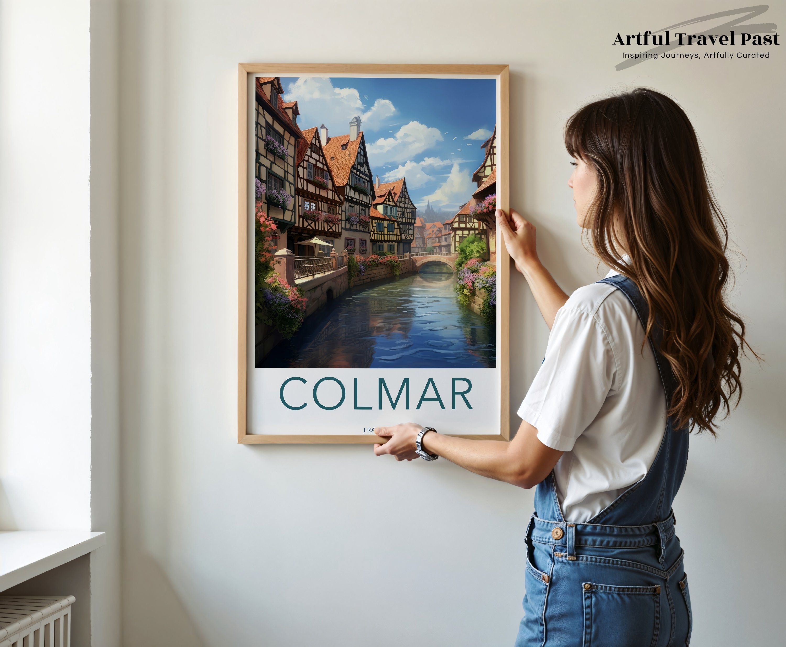 Colmar France Wall Art, Stunning French Town Illustration, Architectural Wonders, Scenic River Canals, European Travel Art