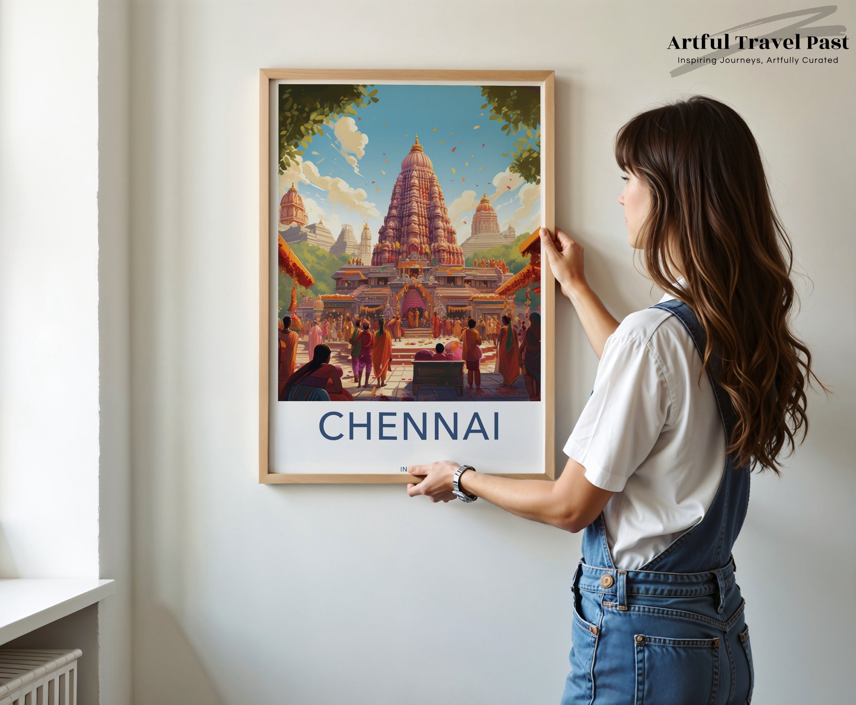 Chennai Wall Art Decor, Historical and Cultural Indian Landmark, Beautiful Temple Print, Exotic Travel Poster, Vibrant Artwork