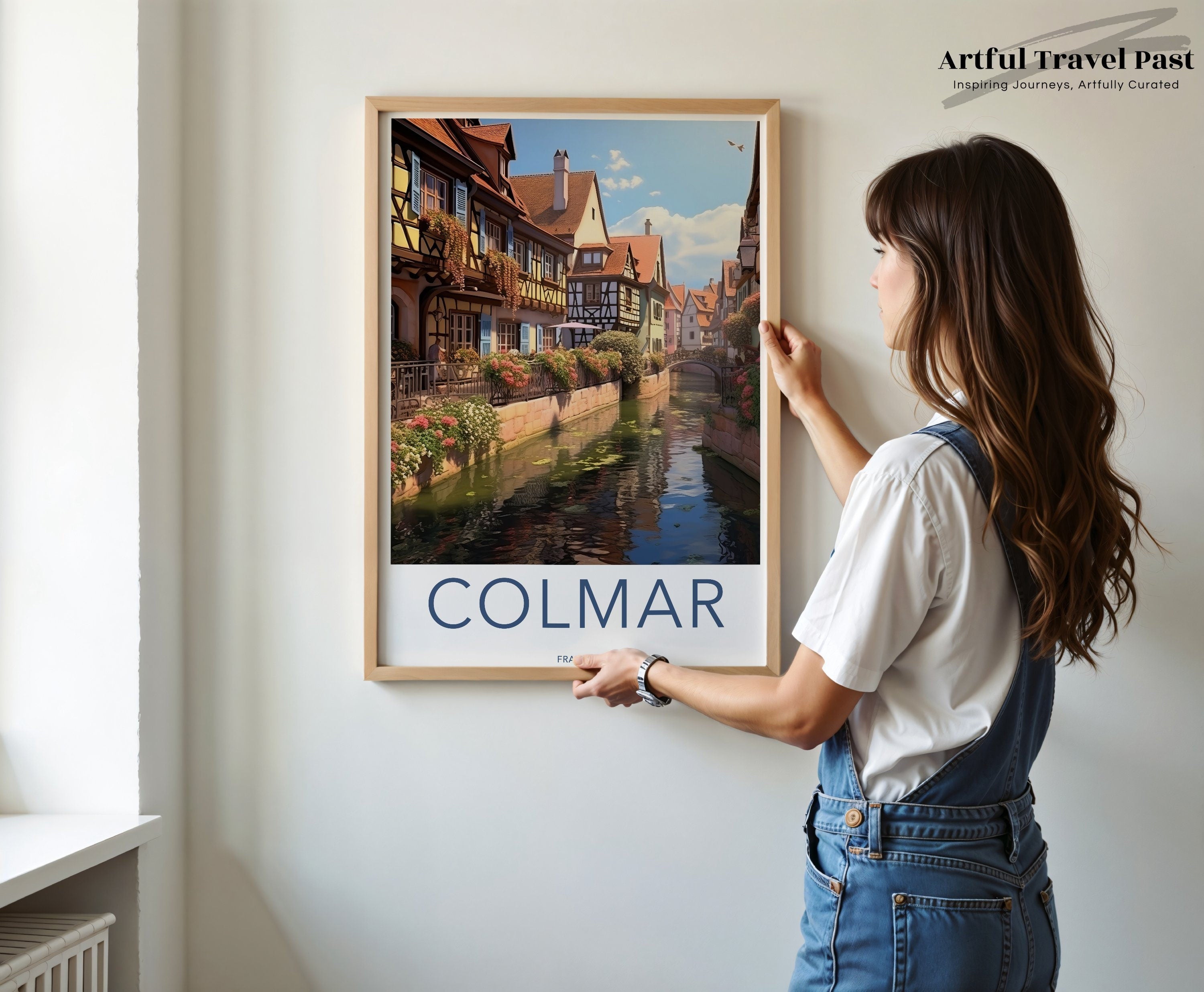 Colmar Wall Art Print, Charming French Town Decor, Historic Alsace Village, Picturesque Canal Scene, European Travel Poster