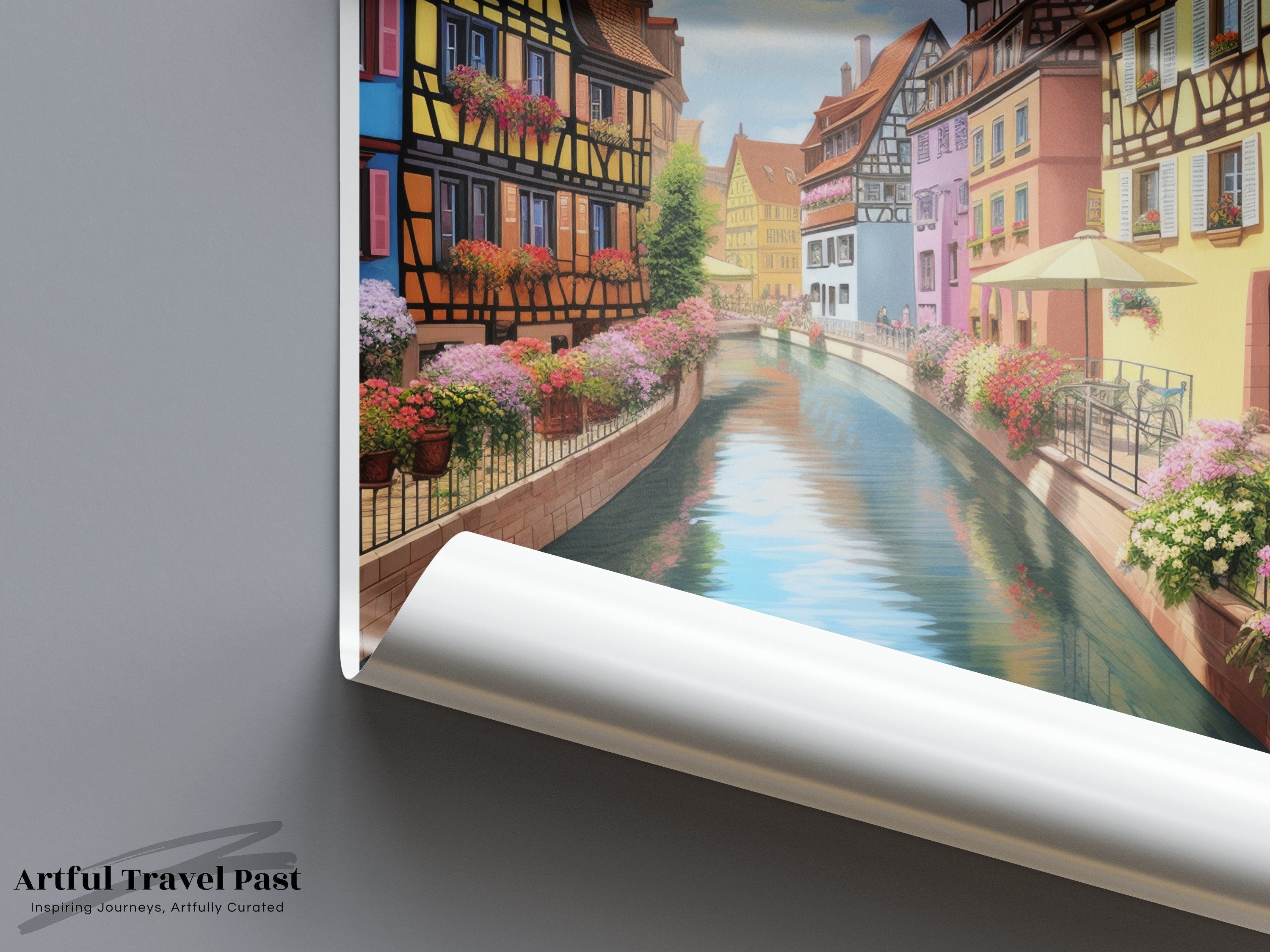 Colmar France Wall Art Print, Picture of Scenic Canal Street with Historic Architecture, Colorful Row Houses, Travel Lovers Gift