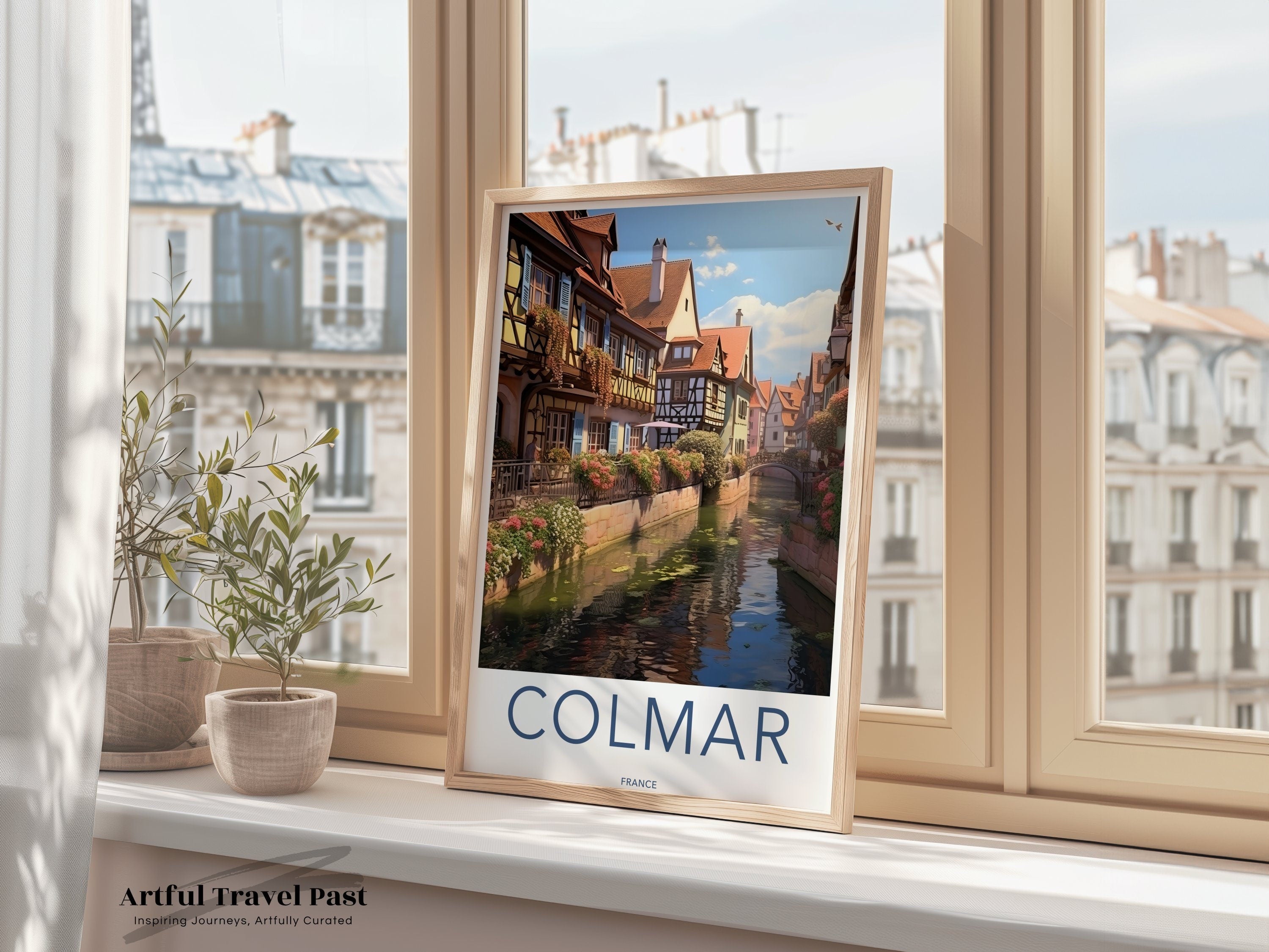 Colmar Wall Art Print, Charming French Town Decor, Historic Alsace Village, Picturesque Canal Scene, European Travel Poster