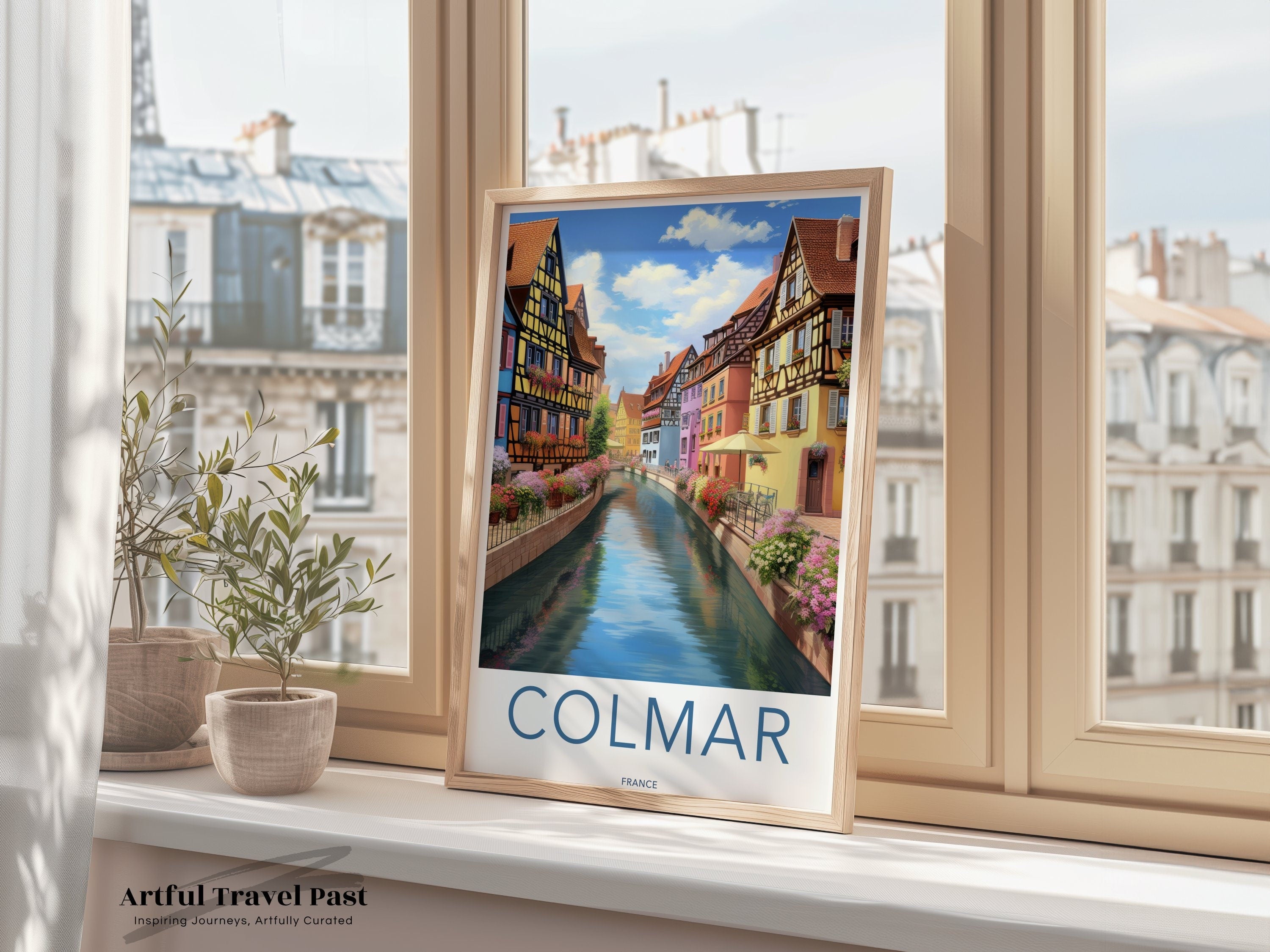 Colmar France Wall Art Print, Picture of Scenic Canal Street with Historic Architecture, Colorful Row Houses, Travel Lovers Gift