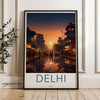 Delhi Sunset Street, Vibrant Cityscape Art, India Wall Decor, Historical Architecture Print, Cultural Landmark, Aesthetic Home Decor