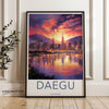 Daegu South Korea Wall Art, Cityscape Skyline Print, Vibrant Sunset Artwork, Modern Home Decor, Urban Night Sky Illustration