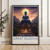 Great Buddha Wall Art Print, Taiwan Scenery Poster, Tranquil Buddha Temple Artwork, Asian Cultural Decor, Meditative Home Decoration