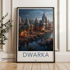 Ancient Dwarka Cityscape Wall Art, Historical Indian Temple Architecture Print, Cultural Heritage Poster, Coastal Indian Landmark Art