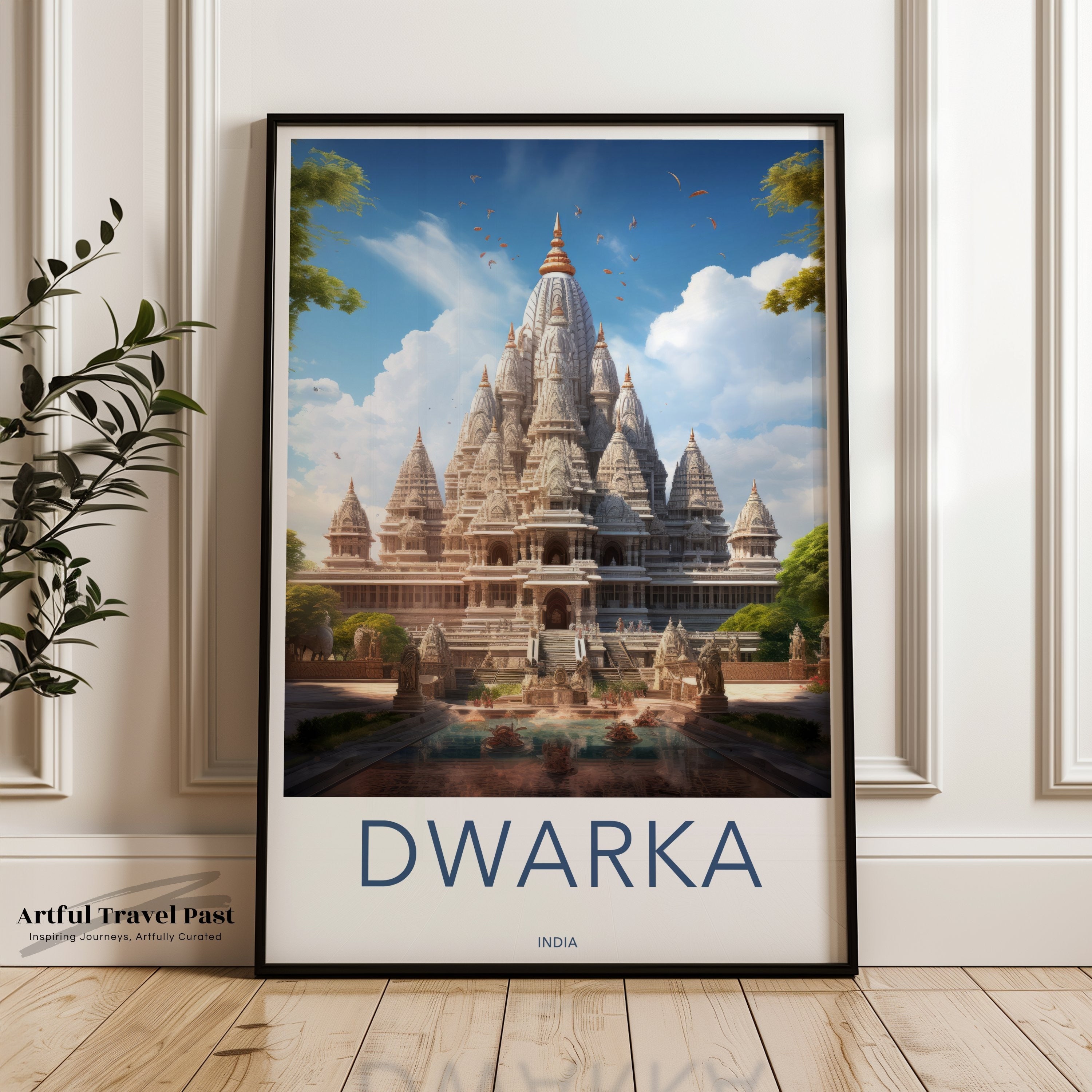 Dwarka India Wall Art Poster, Stunning Temple Architecture Print, Historical Landmark Artwork, Spiritual Decor for Home, Cultural Heritage