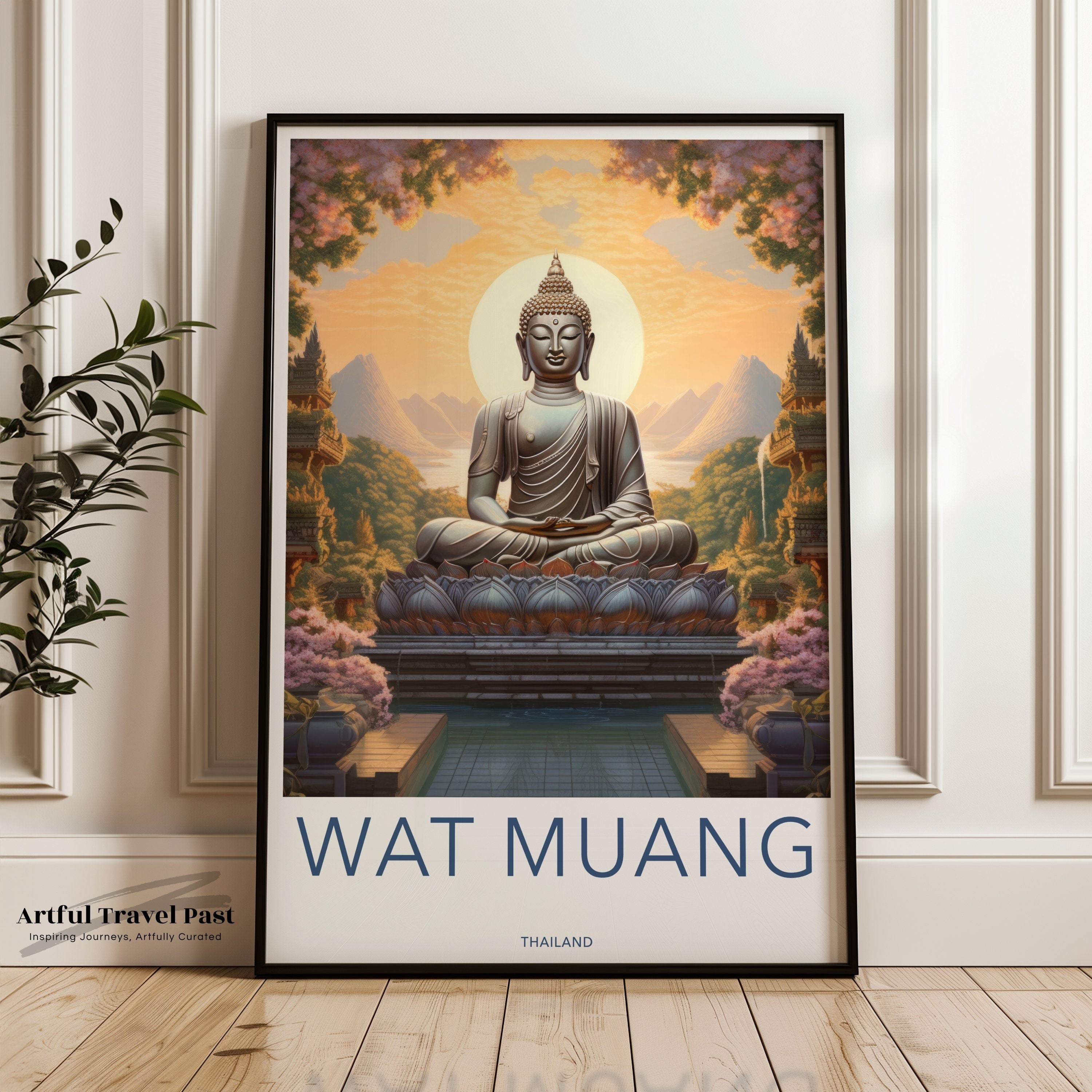 Wat Muang Wall Art, Stunning Thailand Landscape, Serene Buddhist Temple Print, Thai Cultural Decor, Asian Zen Meditation Artwork