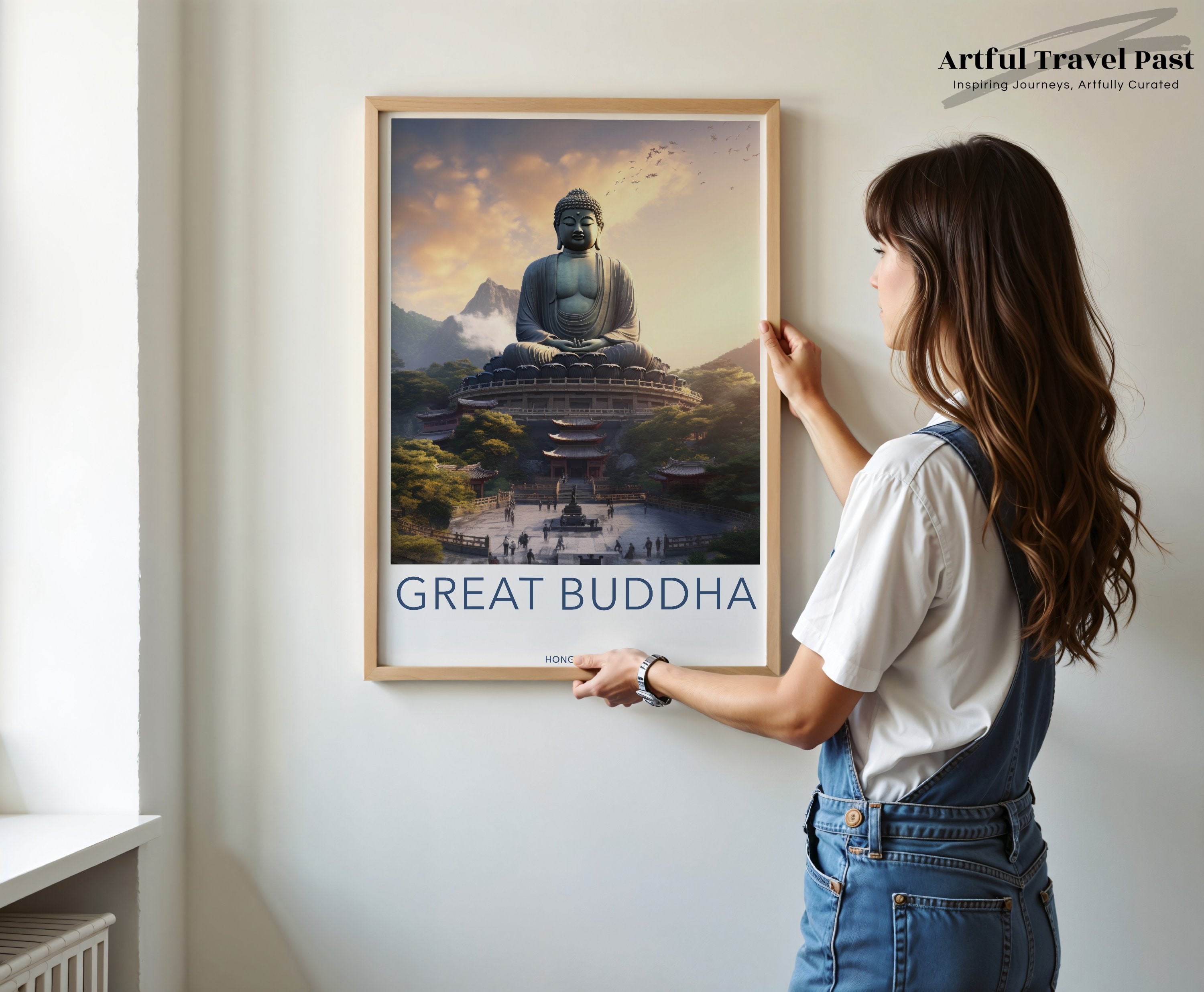 Great Buddha Wall Art, Hong Kong Landmark Print, Buddha Statue Poster, Asian Cultural Decor, Zen Artwork for Home, Spiritual Gift