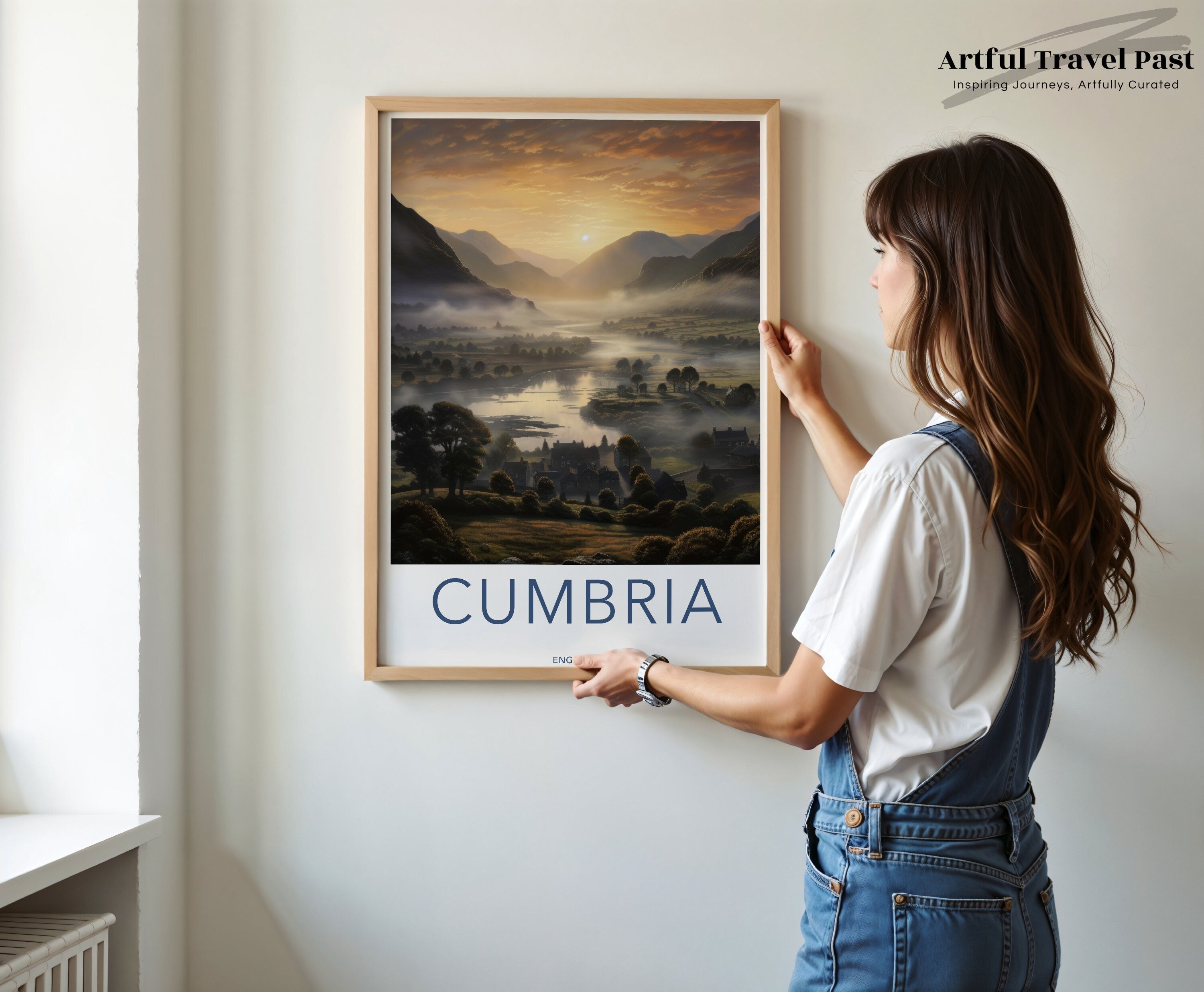 Cumbria Wall Art Print, Scenic Landscape Poster, Sunset Mountain View, English Countryside Decor, Home Office Artwork