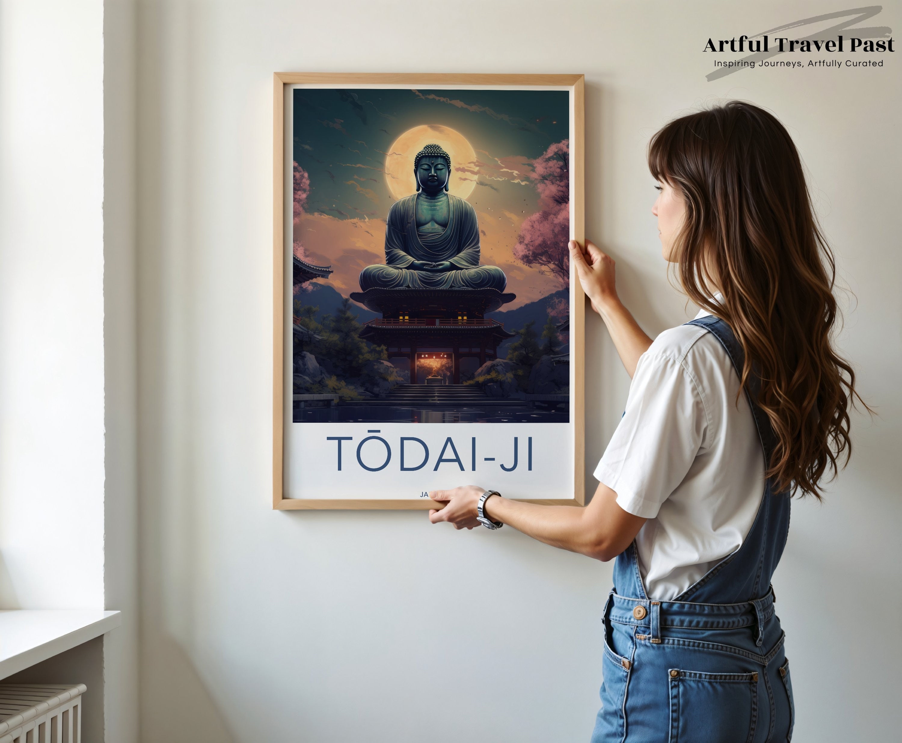 Todai-Ji Wall Art, Japanese Temple, Large Buddha Statue Print, Stunning Sunset, Oriental Decor, Meditative Artwork, Home Wall Studio