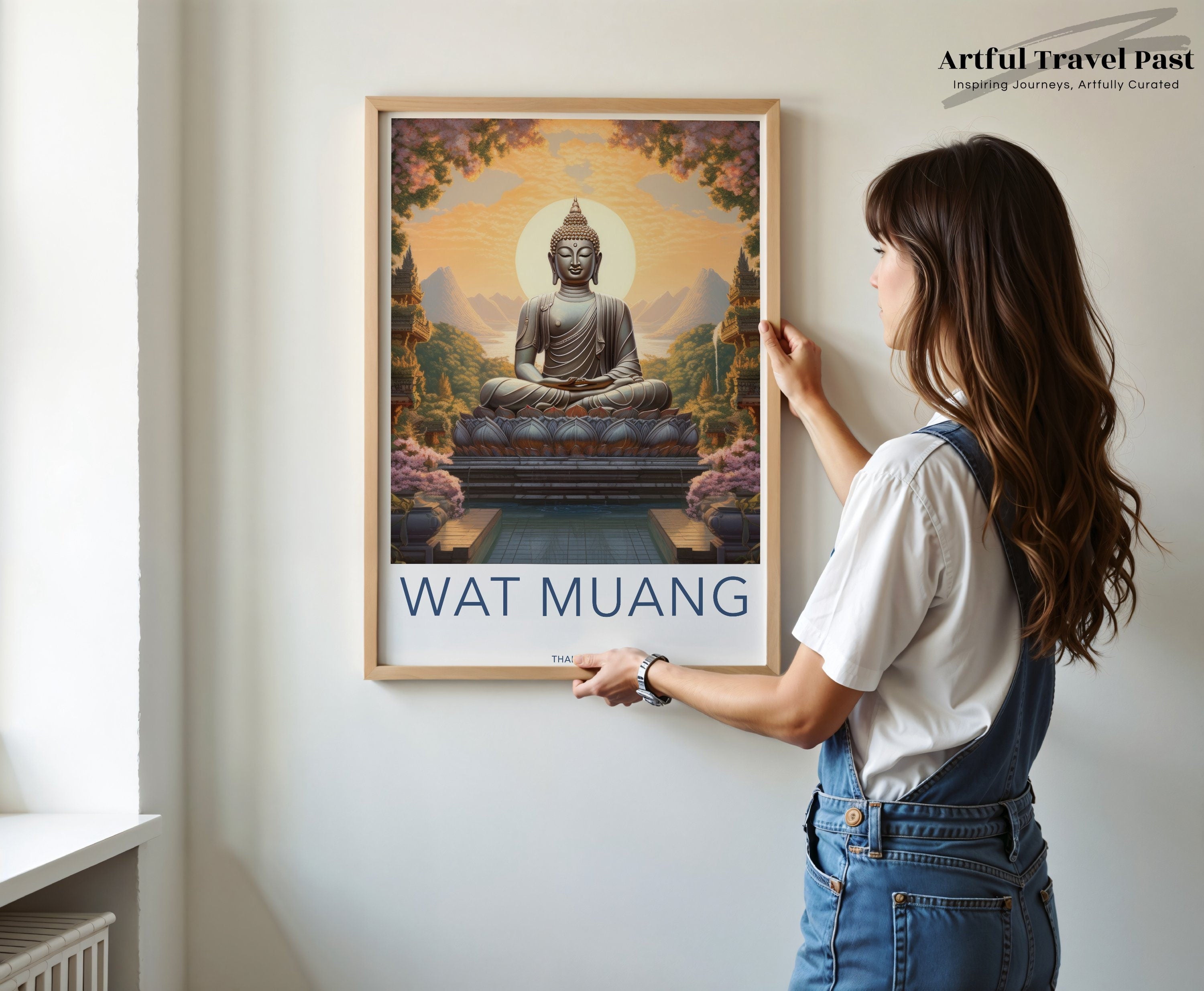 Wat Muang Wall Art, Stunning Thailand Landscape, Serene Buddhist Temple Print, Thai Cultural Decor, Asian Zen Meditation Artwork