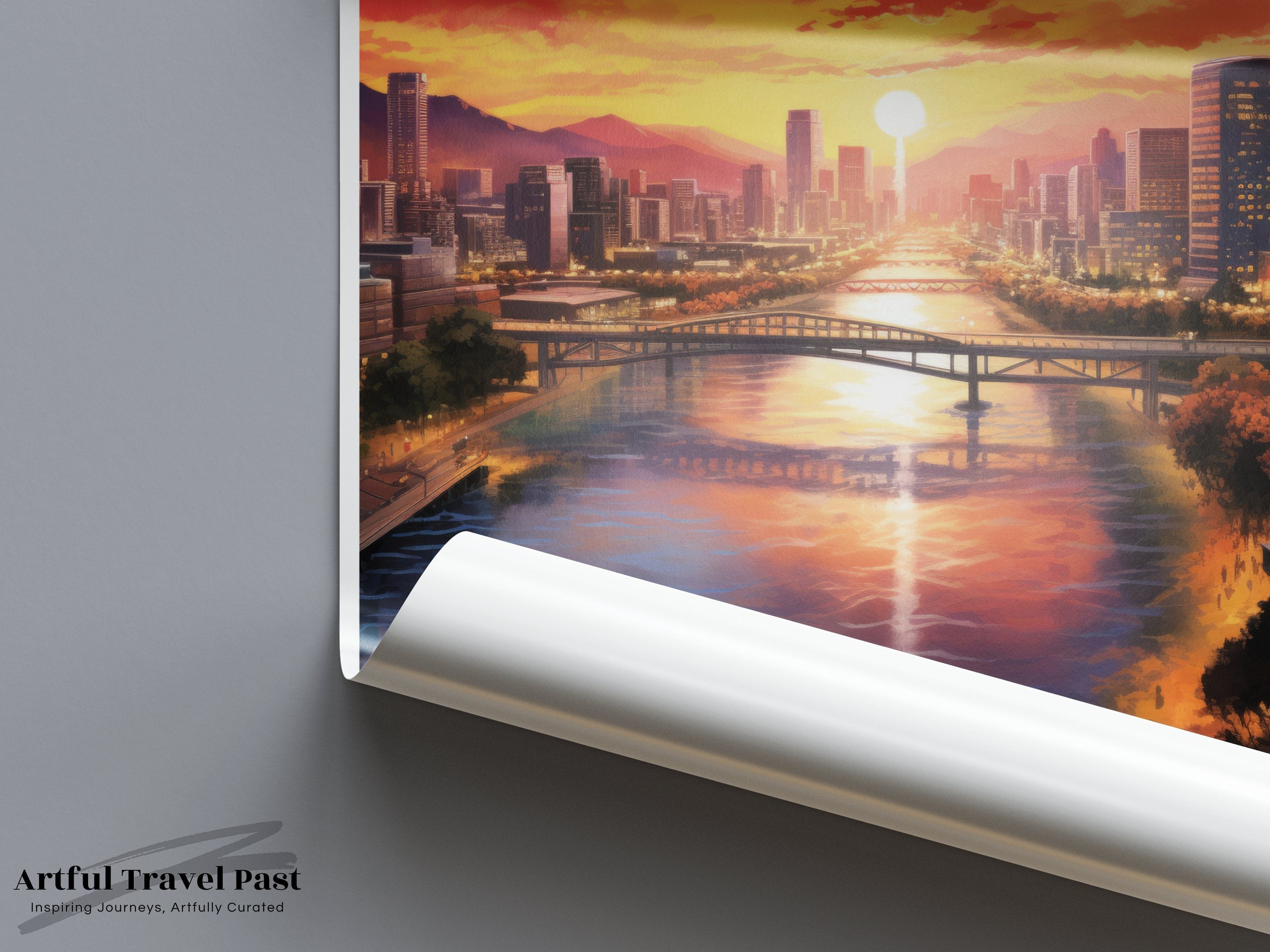 Daegu Wall Art, Beautiful Daegu Skyline Sunset, South Korea Cityscape Poster, Vibrant Colors, Urban Landscape Print