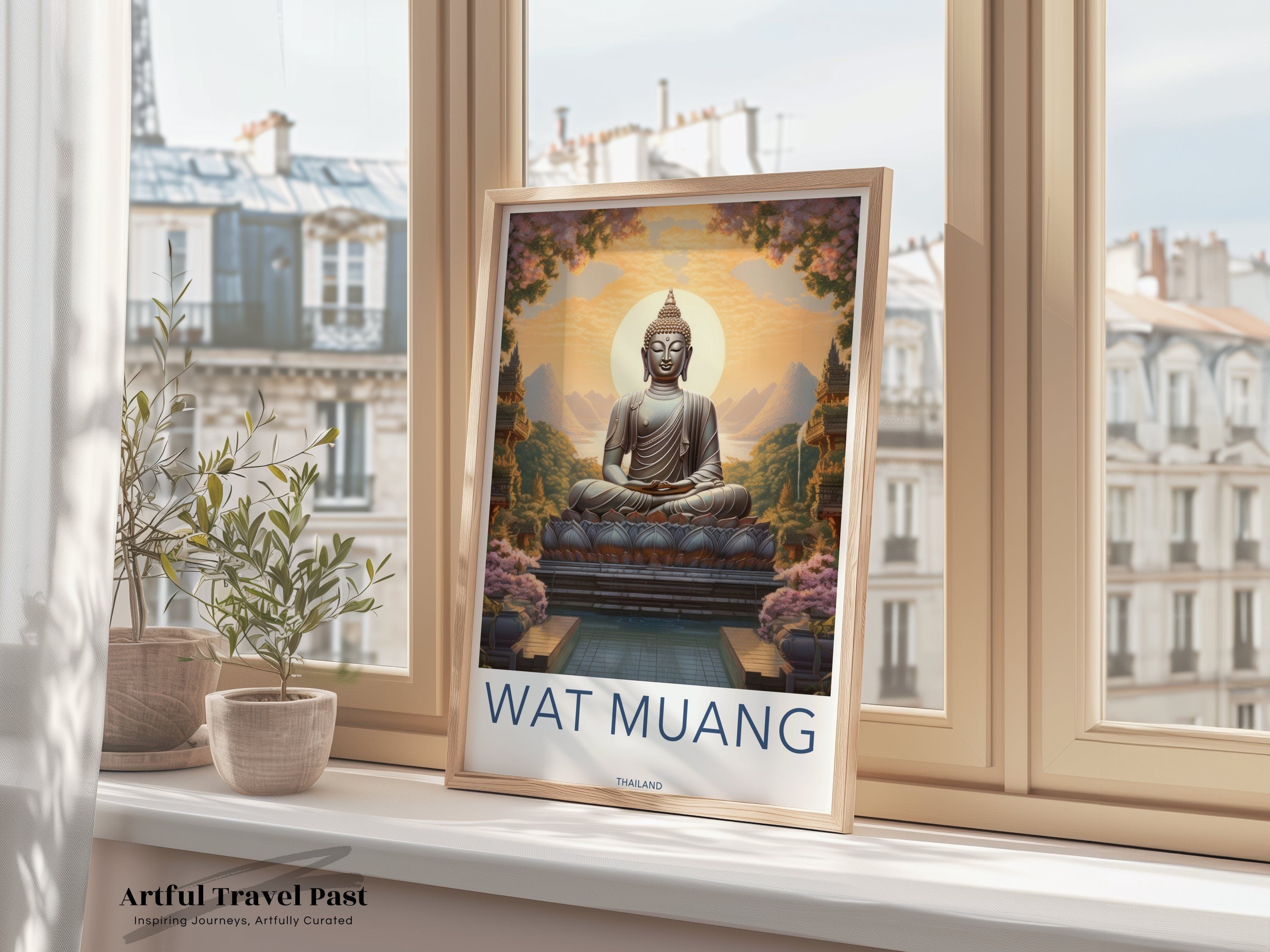 Wat Muang Wall Art, Stunning Thailand Landscape, Serene Buddhist Temple Print, Thai Cultural Decor, Asian Zen Meditation Artwork