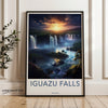 Iguazu Falls Wall Art, Paraguay Landscape Poster, Stunning Nature Photography, Tropical Waterfall Scene, Sunset View Print, Home Decor