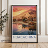 Huacachina Dreamy Dusk Wall Art, Peru Desert Oasis Print, Colorful Sunset Landscape, Serene Water Reflection, Bohemian Home Decor