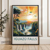 Iguazu Falls Wall Art, Scenic Sunset Waterfall Print, Brazil Nature Landscape, Colorful Nature Poster, Home Decor, Travel Art