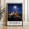 Istanbul Wall Art, Moonlit Cityscape Poster, Hagia Sophia Illustration, Nighttime Architectural Print, Turkish Cultural Landmark