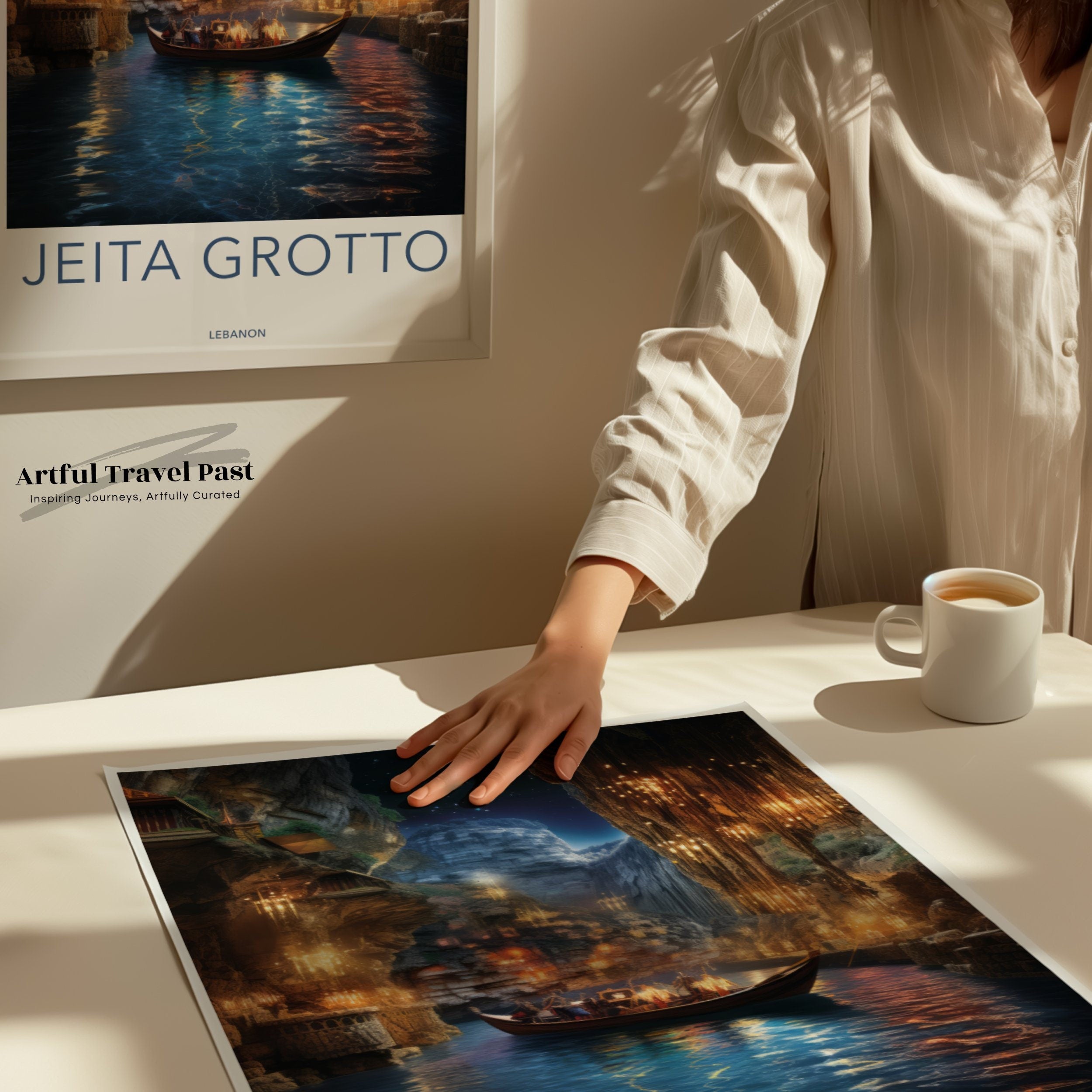 Jeita Grotto Wall Art, Unique Travel Destination Poster, Lebanon Cave Print, Nature Scenic Artwork, Historic Cultural Landmark