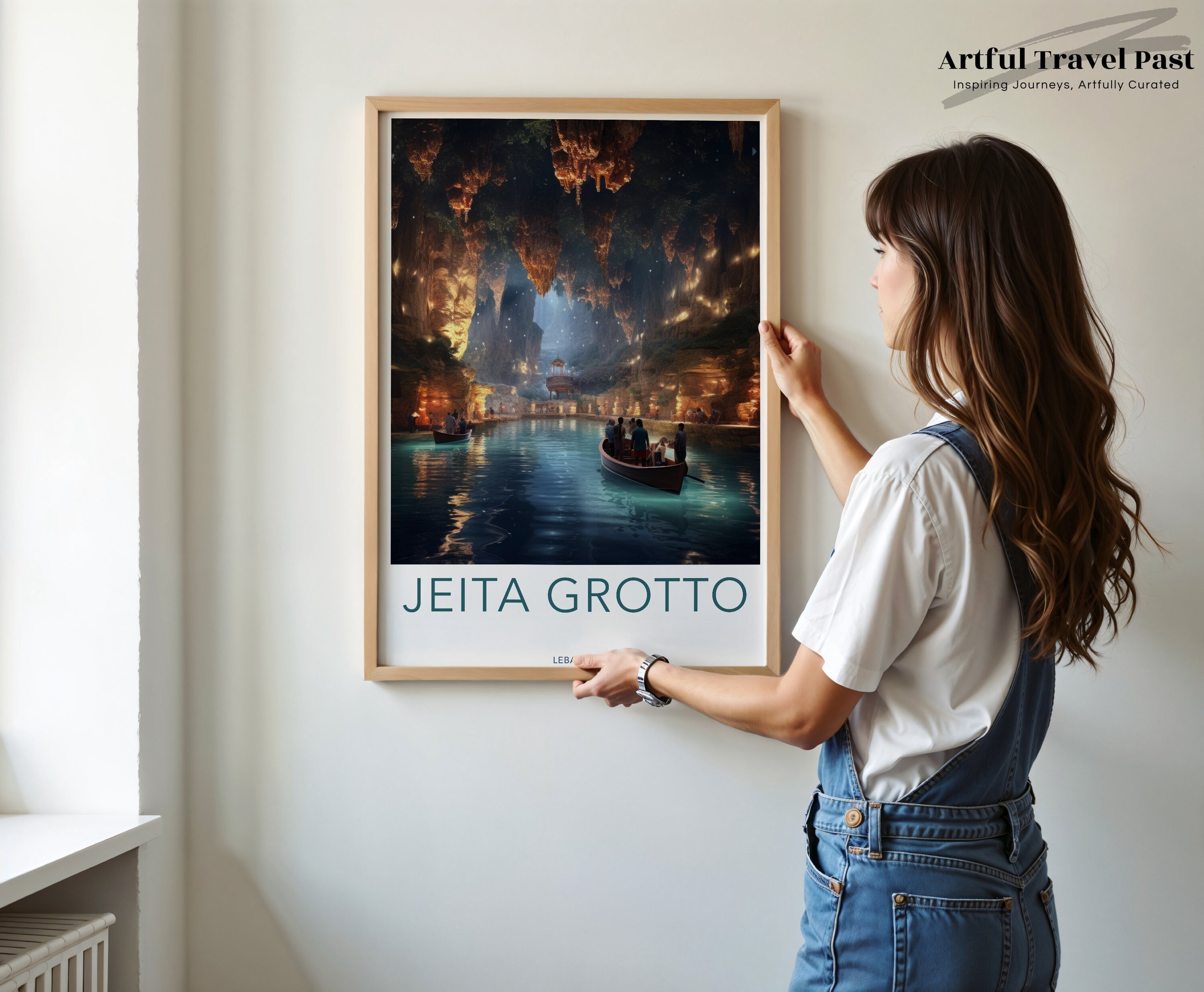 Jeita Grotto Wall Art, Lebanon Cave Print, Scenic Nature Decor, Ethereal Cave Photography, Unique Travel Poster, Arabian Art