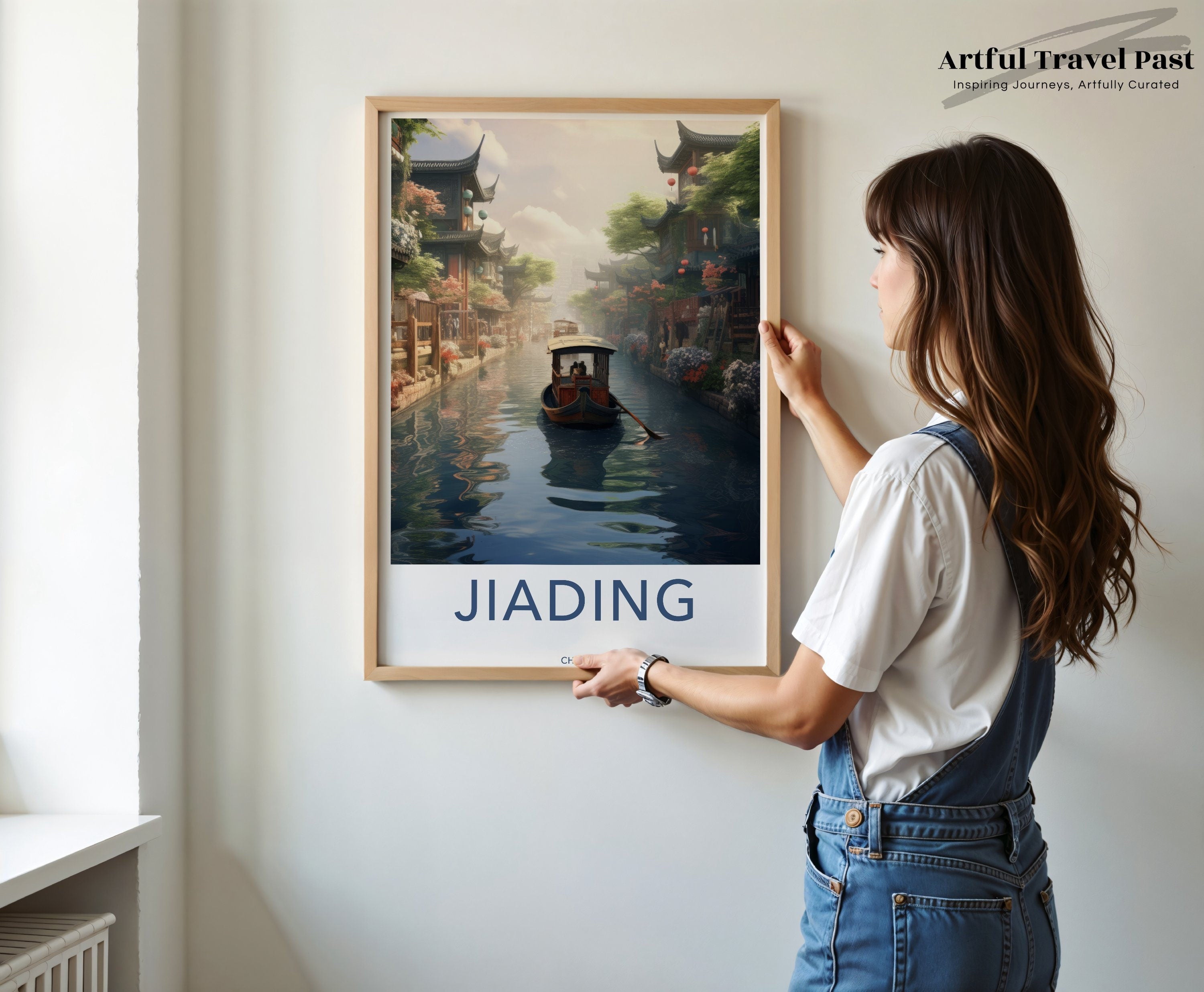 Jiading Wall Art, China Travel Poster, Historic Canal Waterway, Asian Architecture, Scenic Home Decor, Chinese Landscape Print