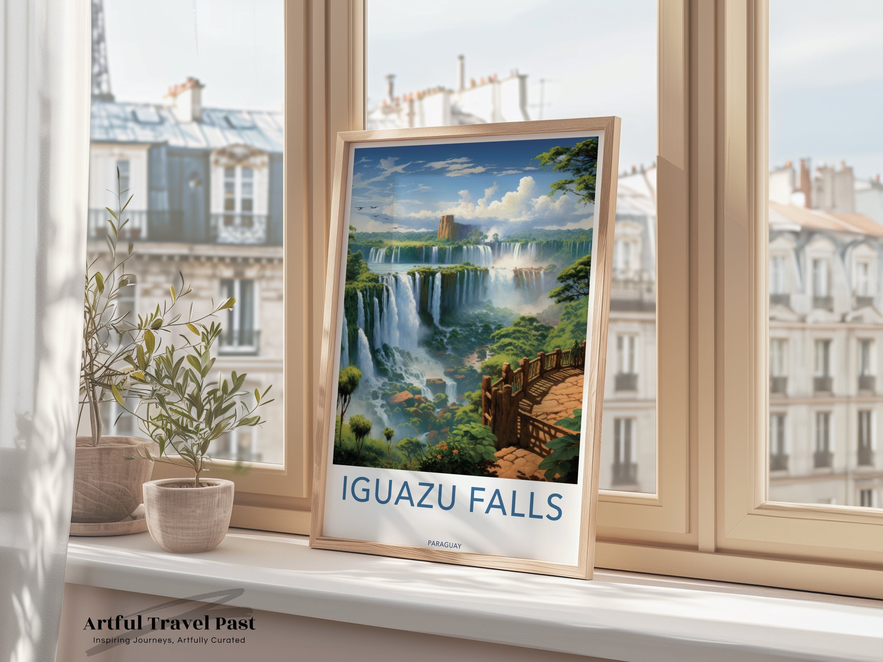 Iguazu Falls Wall Art Print, Nature Landscape Poster, Scenic Waterfall Artwork, Travel Home Decor, Paraguay Artistic Print