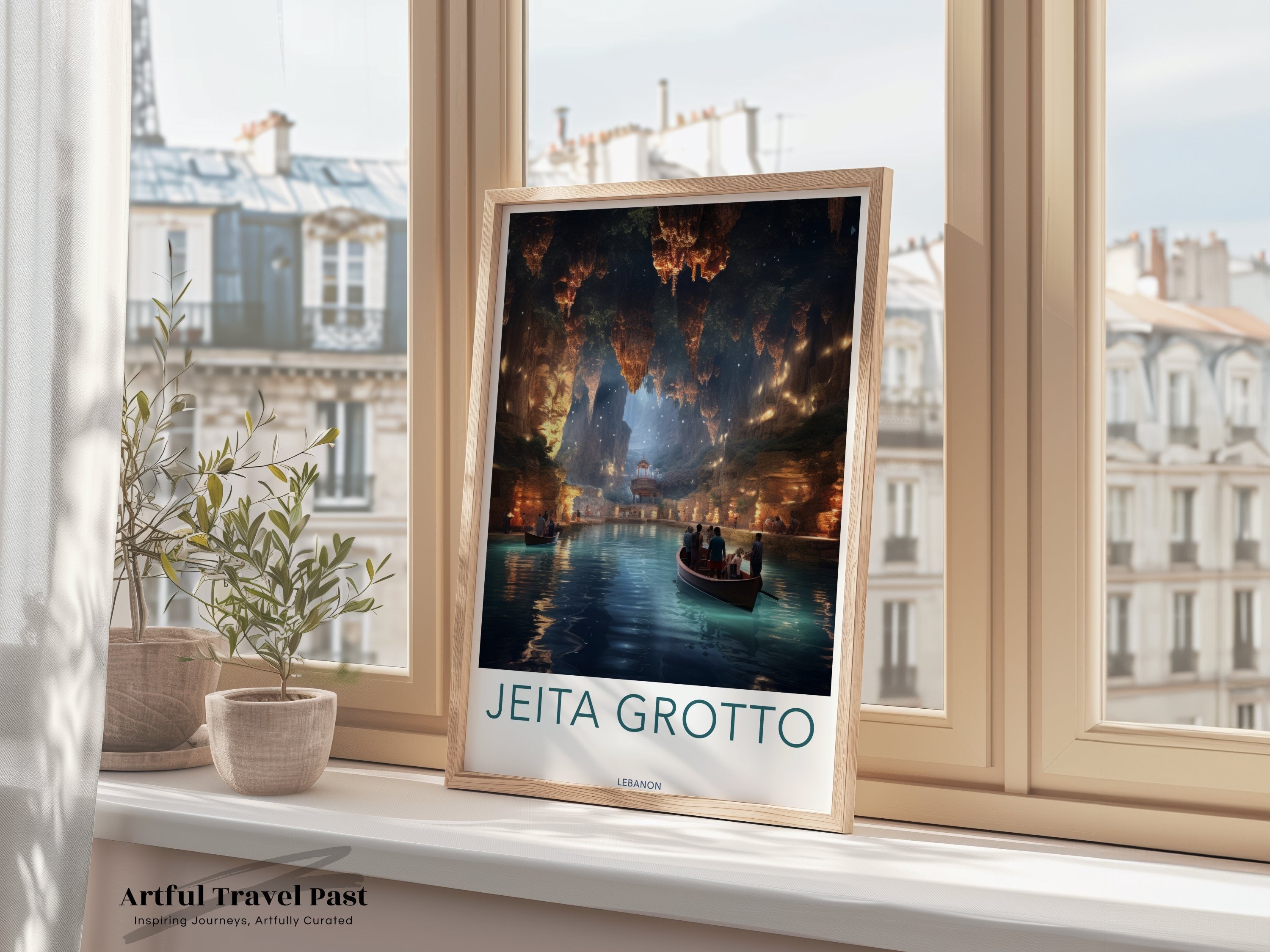 Jeita Grotto Wall Art, Lebanon Cave Print, Scenic Nature Decor, Ethereal Cave Photography, Unique Travel Poster, Arabian Art