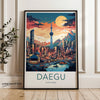 Daegu South Korea skyline wall art, vibrant cityscape print, travel poster, colorful urban decor, modern home decoration