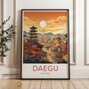 Colorful Daegu South Korea Wall Art Print, Cityscape Illustration, Asian City Sunset Scene, Home Decor, Modern Urban Artwork