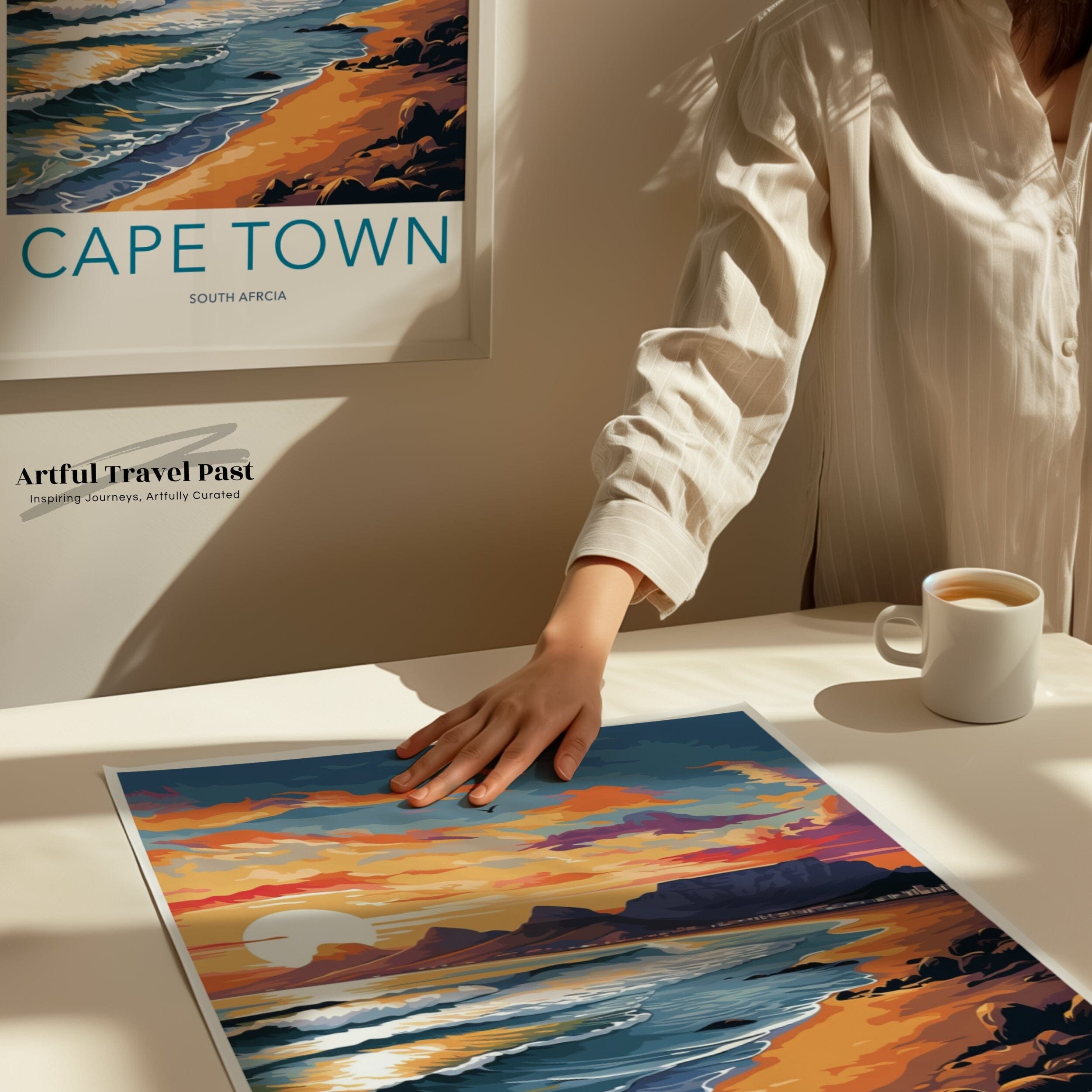 Wall Art Cape Town Poster | Coastal Sunset | South Africa Wall Art