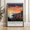 Dubrovnik Croatia Wall Art, Sunset Coastal Landscape Print, Mediterranean Travel Poster, Cityscape Artwork, Modern Home Decor