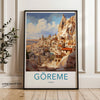 Goreme Turkey Wall Art Print, Cappadocia Landscape Poster, Vintage Travel Illustration, Home Decor, Scenic Artwork, Historical Decor