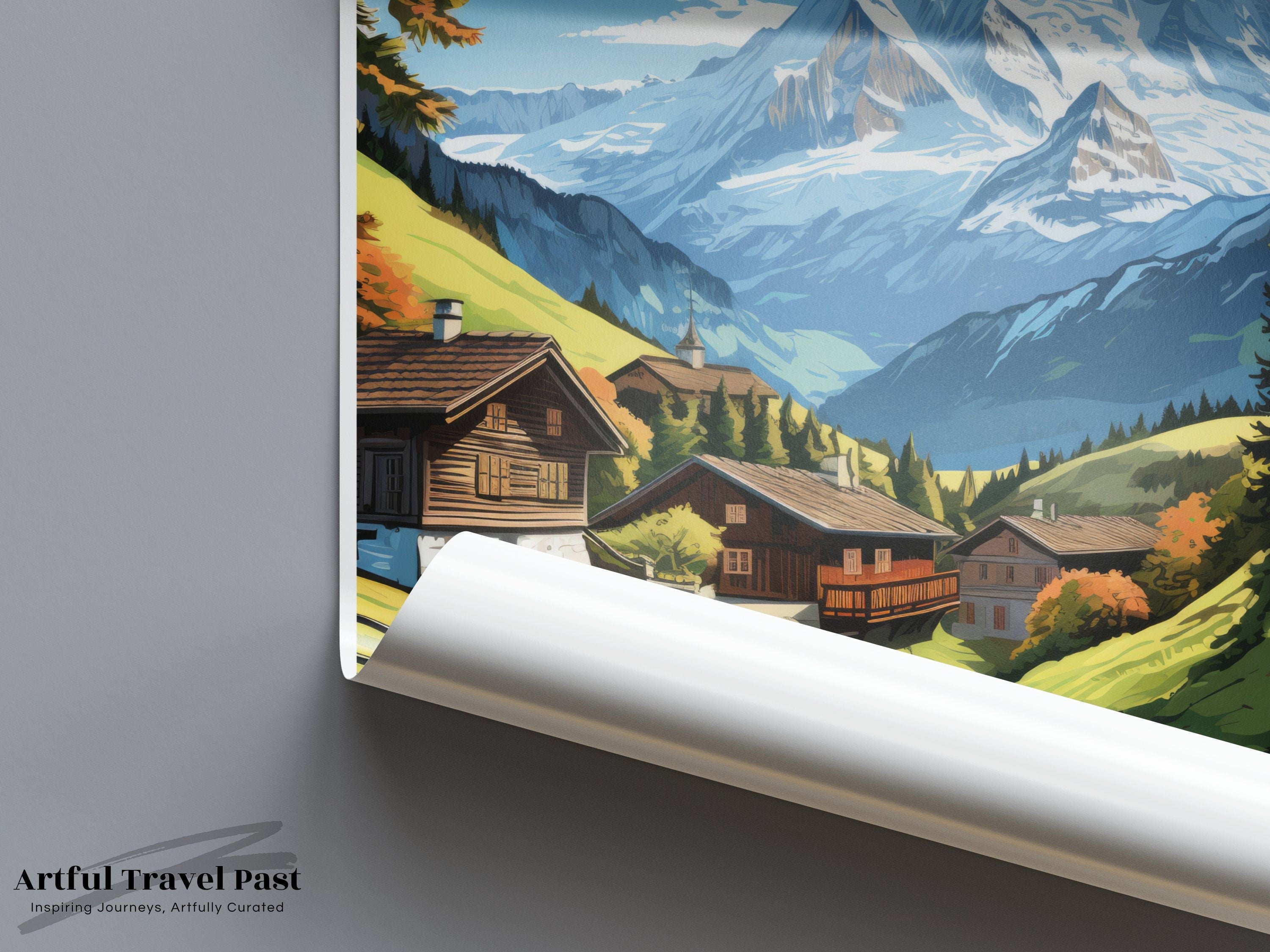 Gimmelwald Switzerland Wall Art Print, Mountain Village Landscape Poster, Alpine Scenery Art Decor, Travel Destination Artwork