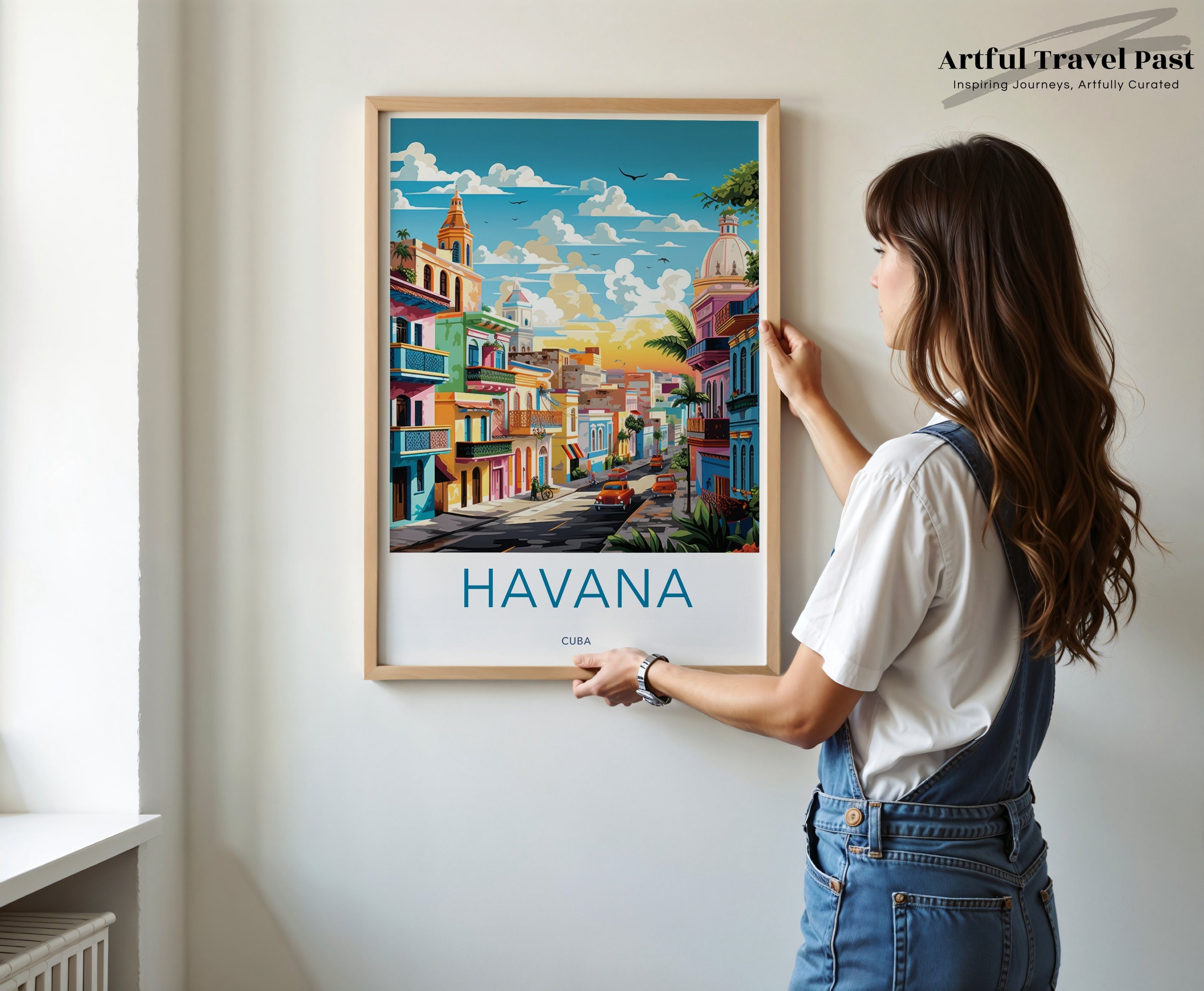 Havana Cuba Wall Art, Colorful Cityscape Print, Vintage Travel Poster, Home Decor, Scenic Landscape, Retro Artwork, Office Wall Decor