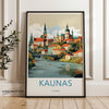 Kaunas Lithuania Cityscape Wall Art Print, Vintage Travel Poster, European City Decor, Colorful Home Decor, Living Room Art