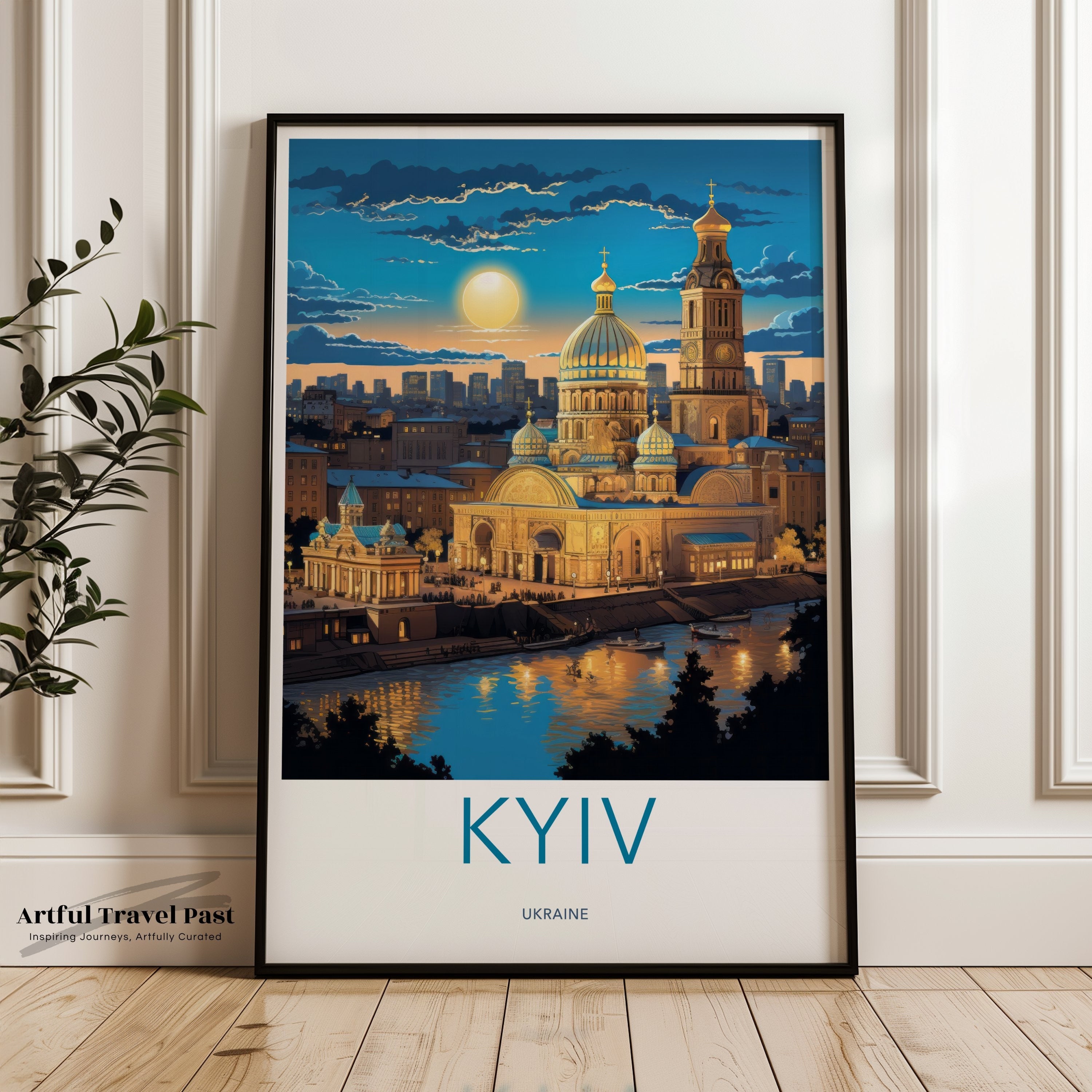 Kyiv Cityscape Wall Art, Ukraine Skyline Print, Night Scene Poster, Modern Home Decor, Travel Souvenir Gift, Urban Landscape