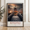 Kyoto Japan Pagoda Winter Night Wall Art, Snowy Landscape Print, Japanese Temple Decor, Serene Nature Photography