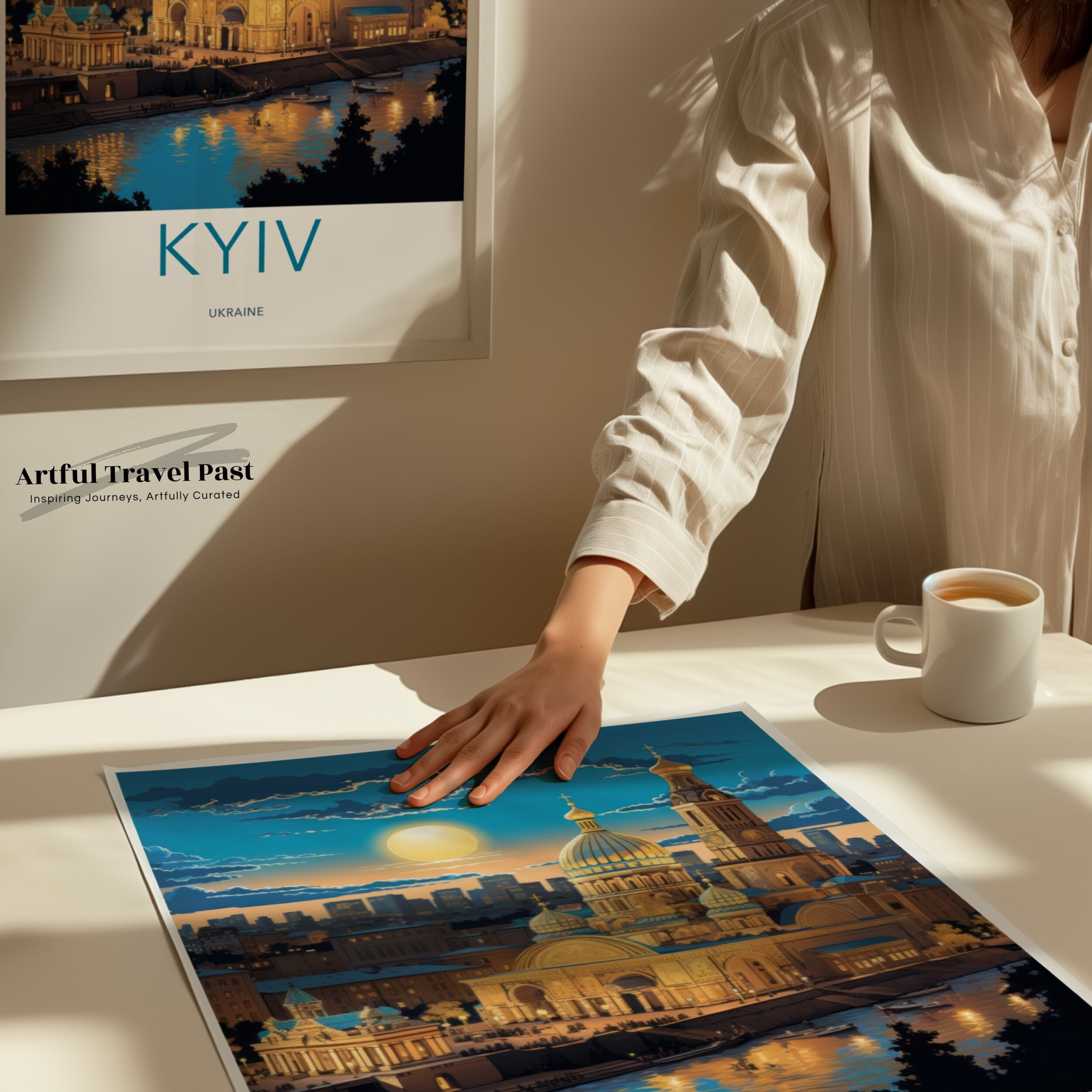 Kyiv Cityscape Wall Art, Ukraine Skyline Print, Night Scene Poster, Modern Home Decor, Travel Souvenir Gift, Urban Landscape