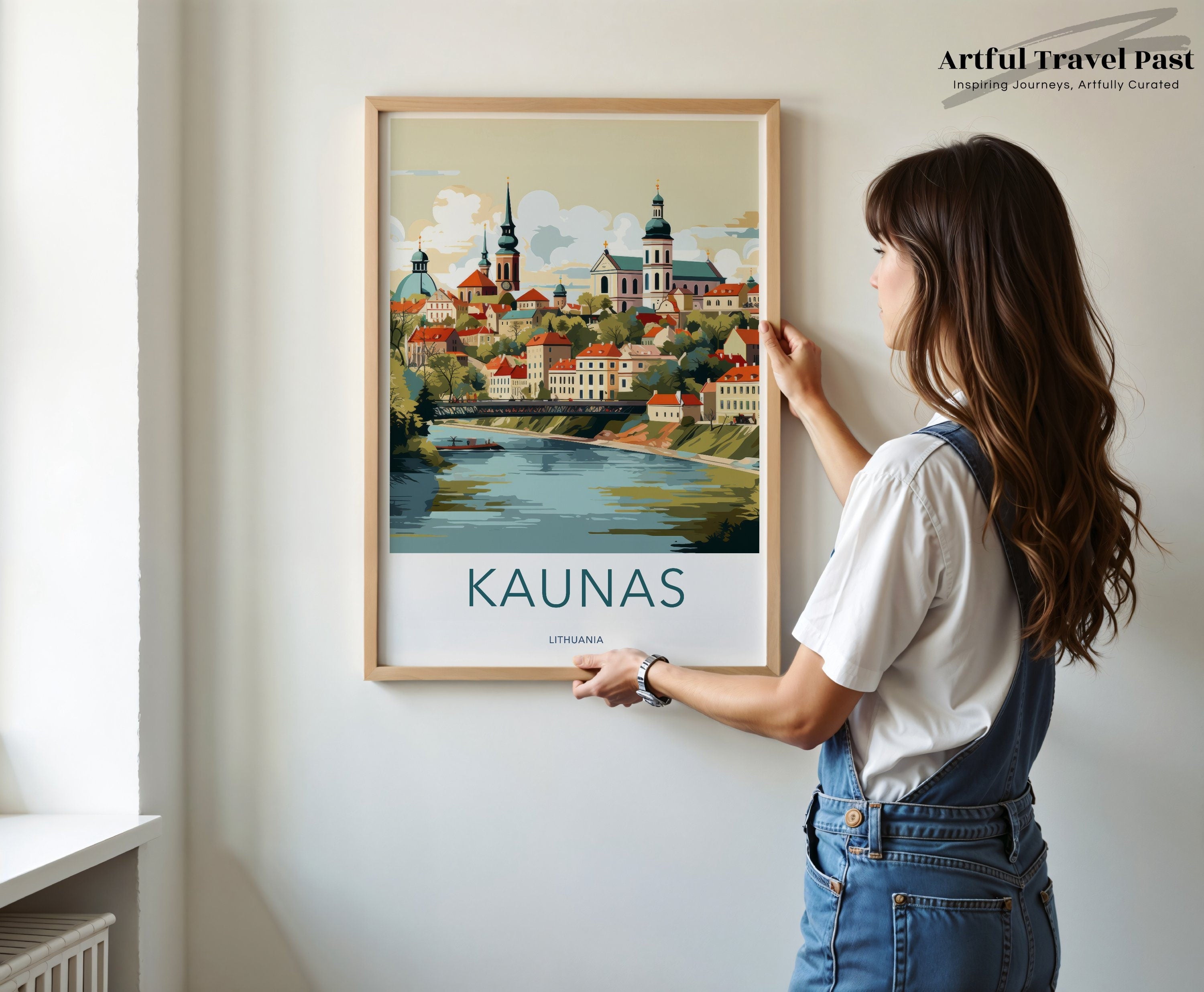 Kaunas Lithuania Cityscape Wall Art Print, Travel Poster, European City Artwork, Modern Home Decor, Office Decoration, Gift Idea