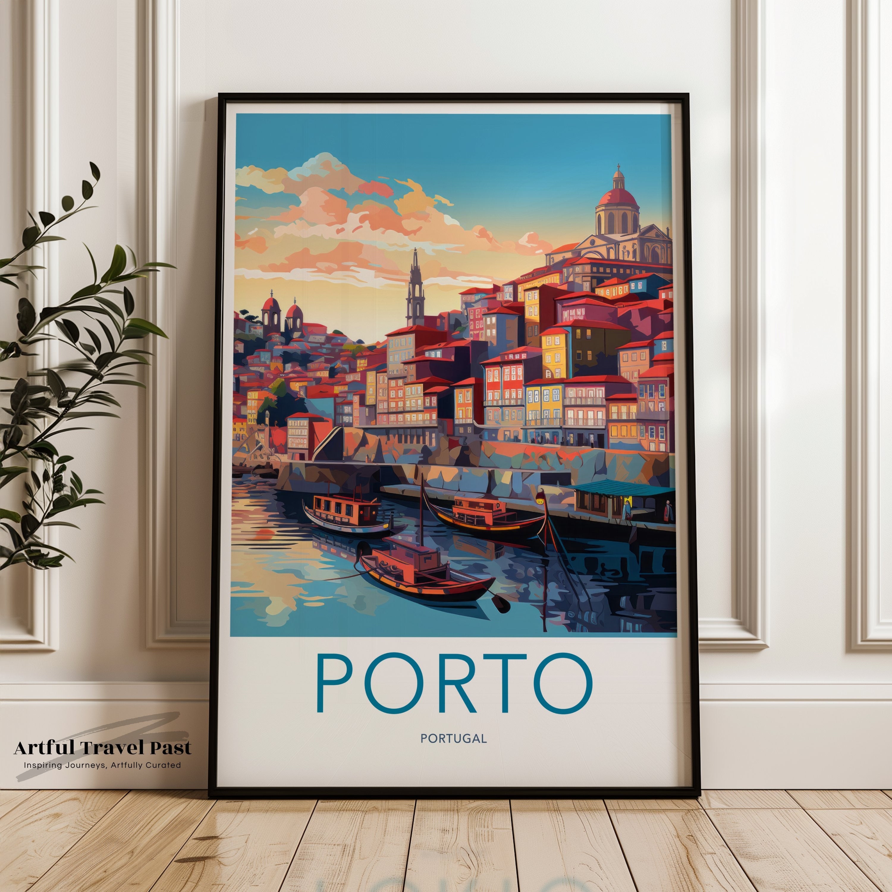 Porto Portugal Wall Art Print, Travel Poster, Cityscape Illustration, Home Decor, Colorful Artwork for Living Room, Office Decor