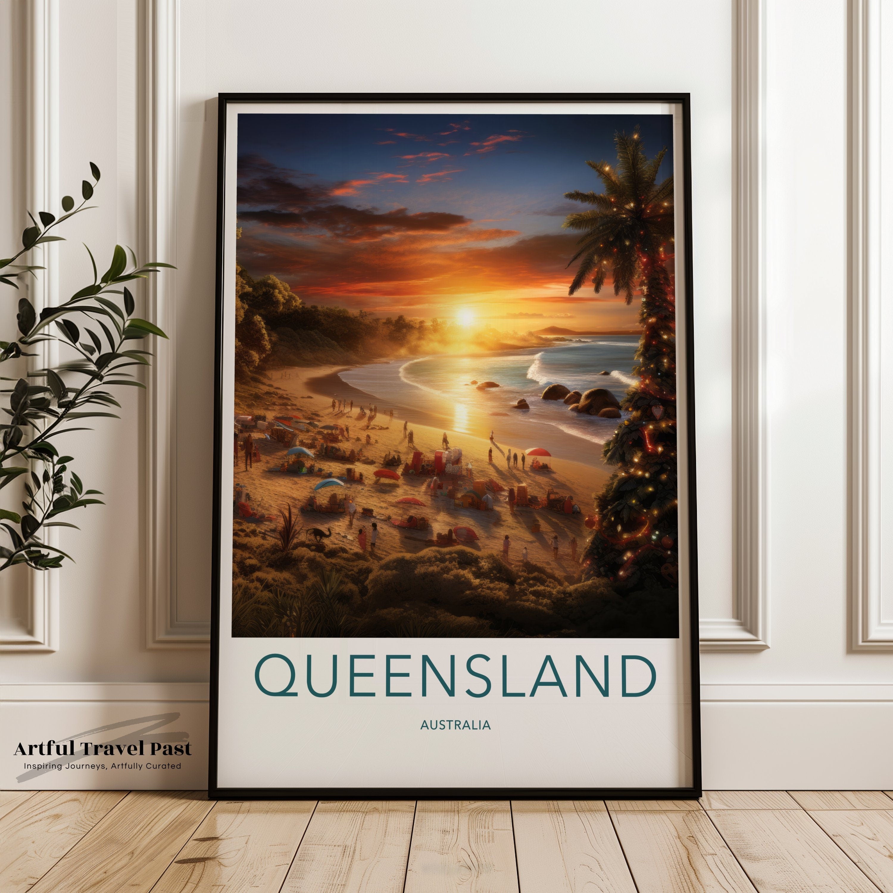 Queensland Sunset Wall Art, Coastal Landscape Print, Beach Scene Poster, Tropical Decor, Australian Wilderness Artwork