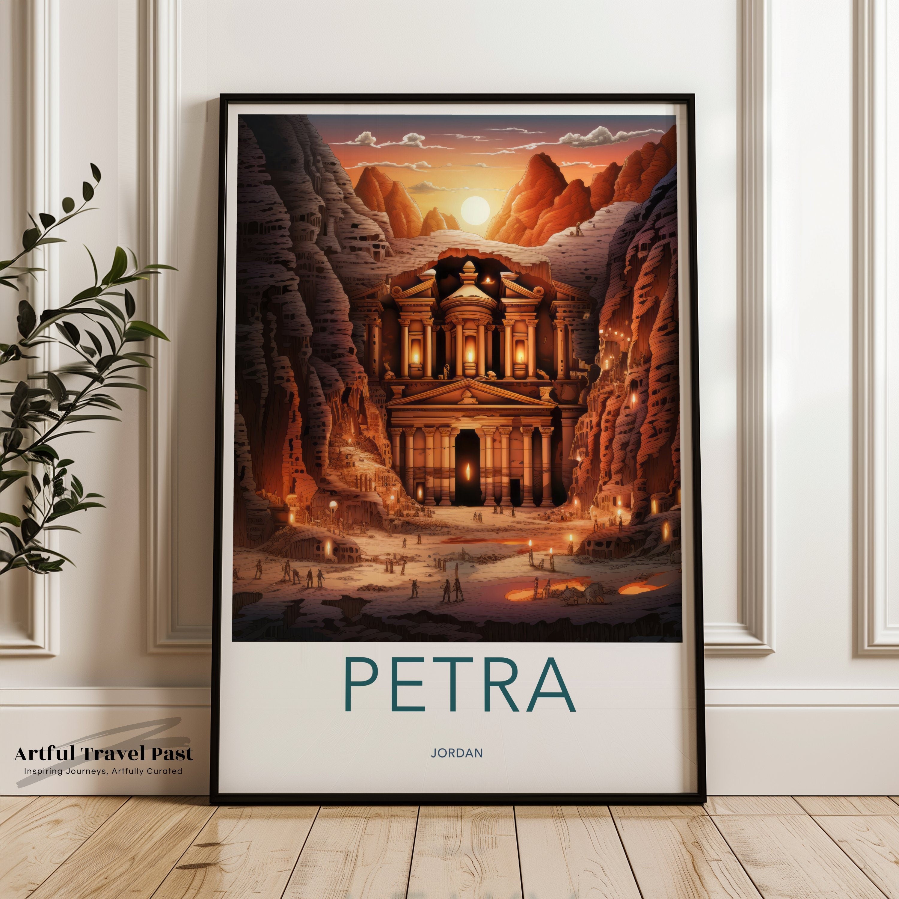 Petra Jordan Sunset Art Print, Landscape Wall Art, Ancient City Decor, Desert Scenery, Unique Travel Poster, Historical Architecture