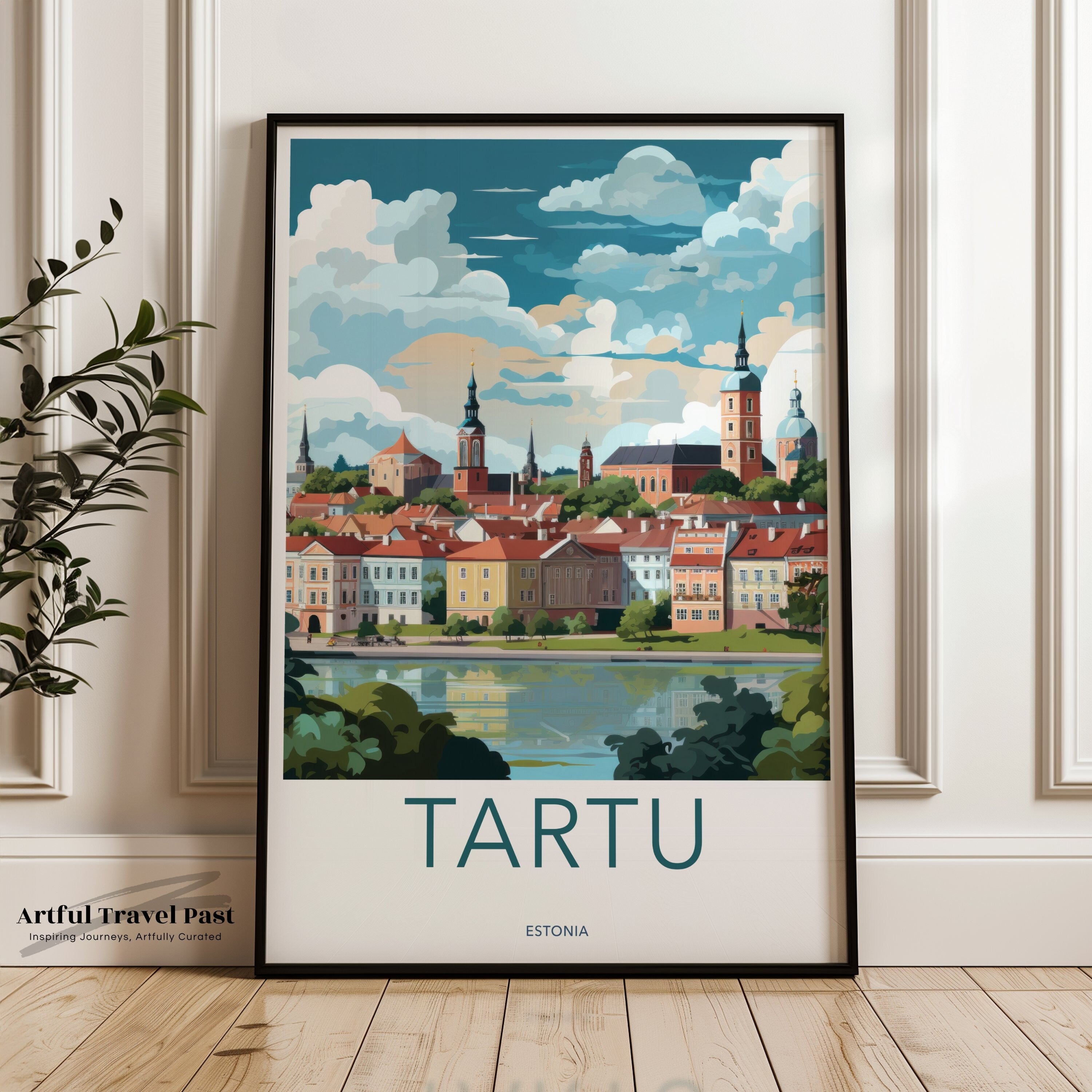 Tartu Cityscape Wall Art Estonia Print Scenic Decor Travel Poster, European City Art Print, Tartu Estonia Home Decor