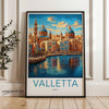 Valletta Malta wall art, colorful cityscape print, waterfront illustration, vibrant home decor, travel poster, Mediterranean scenery