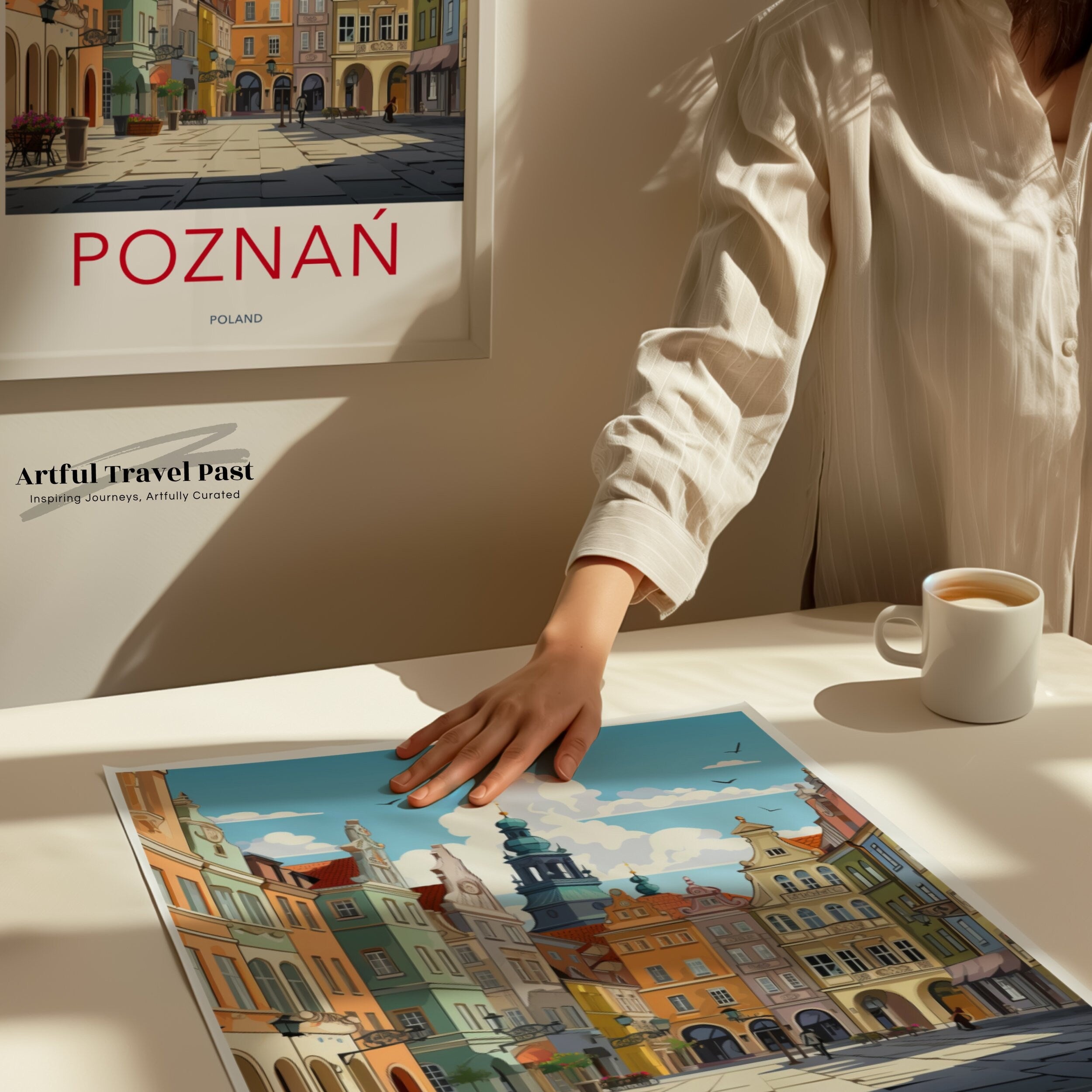 Poznan Poland Wall Art, Travel Poster, European Cityscape, Historic Architecture, Colorful Buildings Print, Home Decor