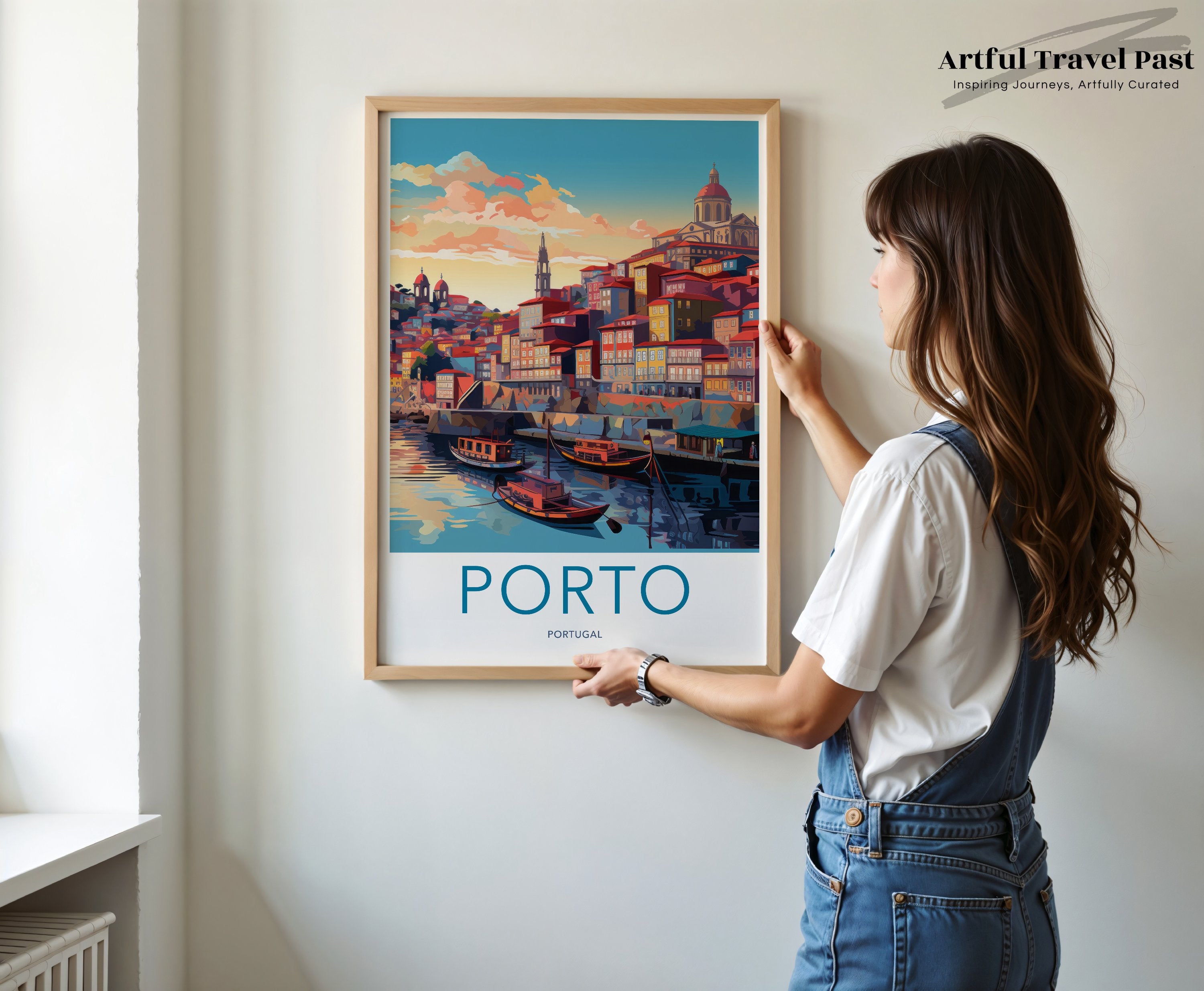 Porto Portugal Wall Art Print, Travel Poster, Cityscape Illustration, Home Decor, Colorful Artwork for Living Room, Office Decor